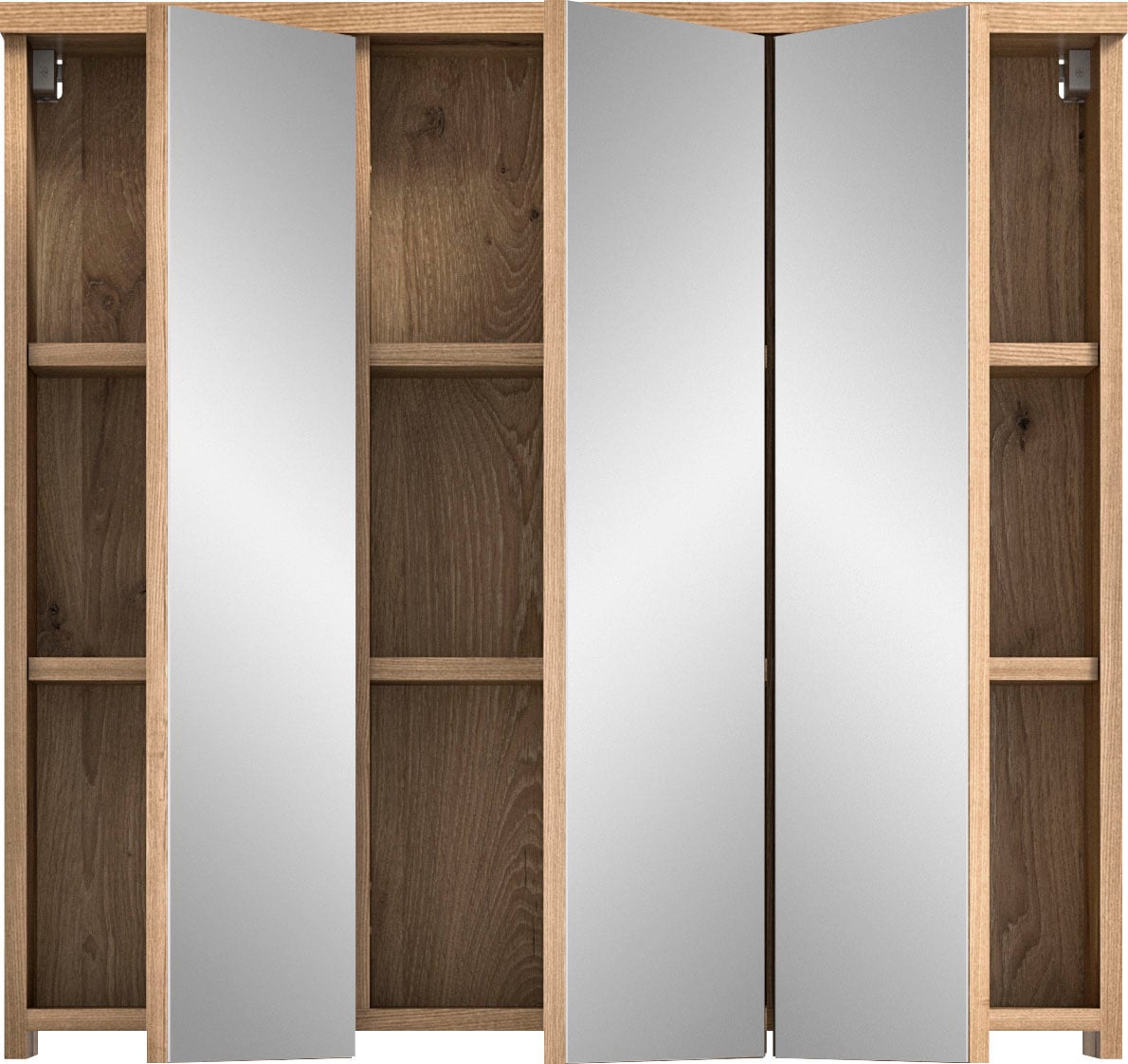 welltime Badezimmerspiegelschrank »Dolo, Breite 80 cm, 3 Spiegeltüren, 9 Fächer, 6 Einlegeböden«, (1 St.), Badmöbel, Badschrank, Schrank, Wandschrank, Bad, Badezimmer