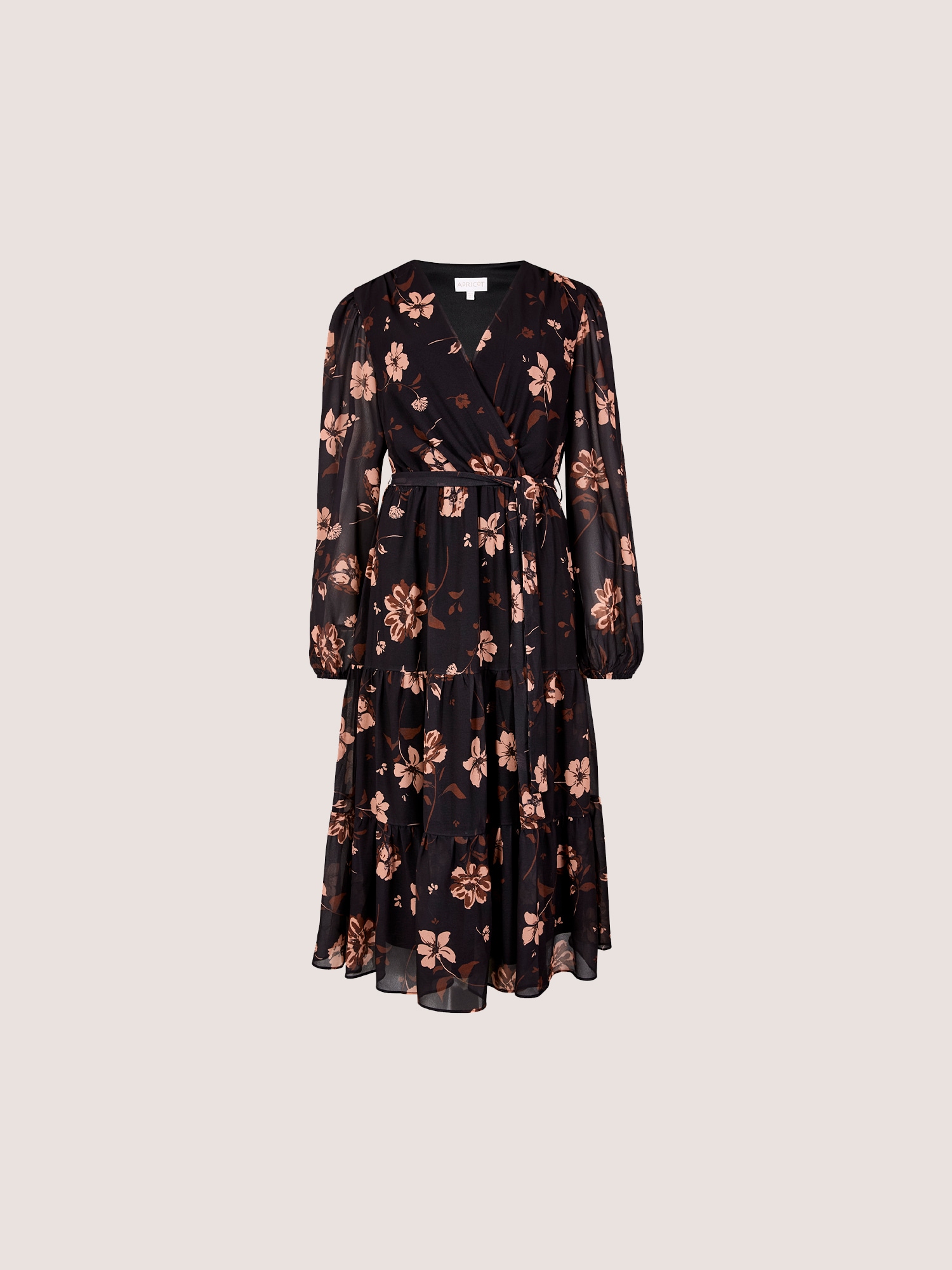 Apricot Midikleid »Chiffonkleid in wadenlänge« Kordelzug, 2 tlg. mit Blumenmuster und Stufen