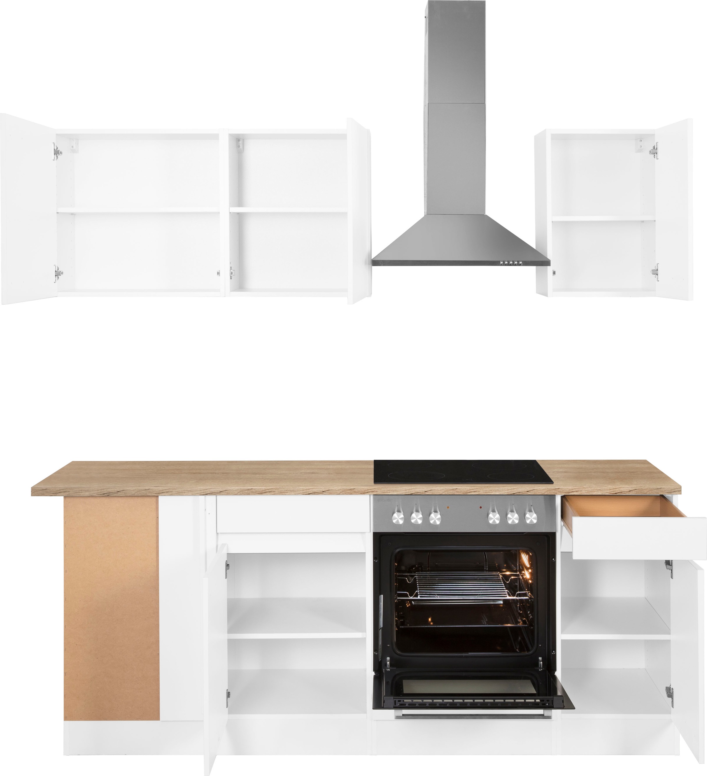 OPTIFIT Küchenzeile "Roth" Stellmaße 210x175 cm,wahlweise mit E-Geräten, Push-to-Open-Funktion