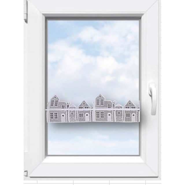 Stickereien Plauen Fensterdekoration »Häuser«, Fensterdekoration 