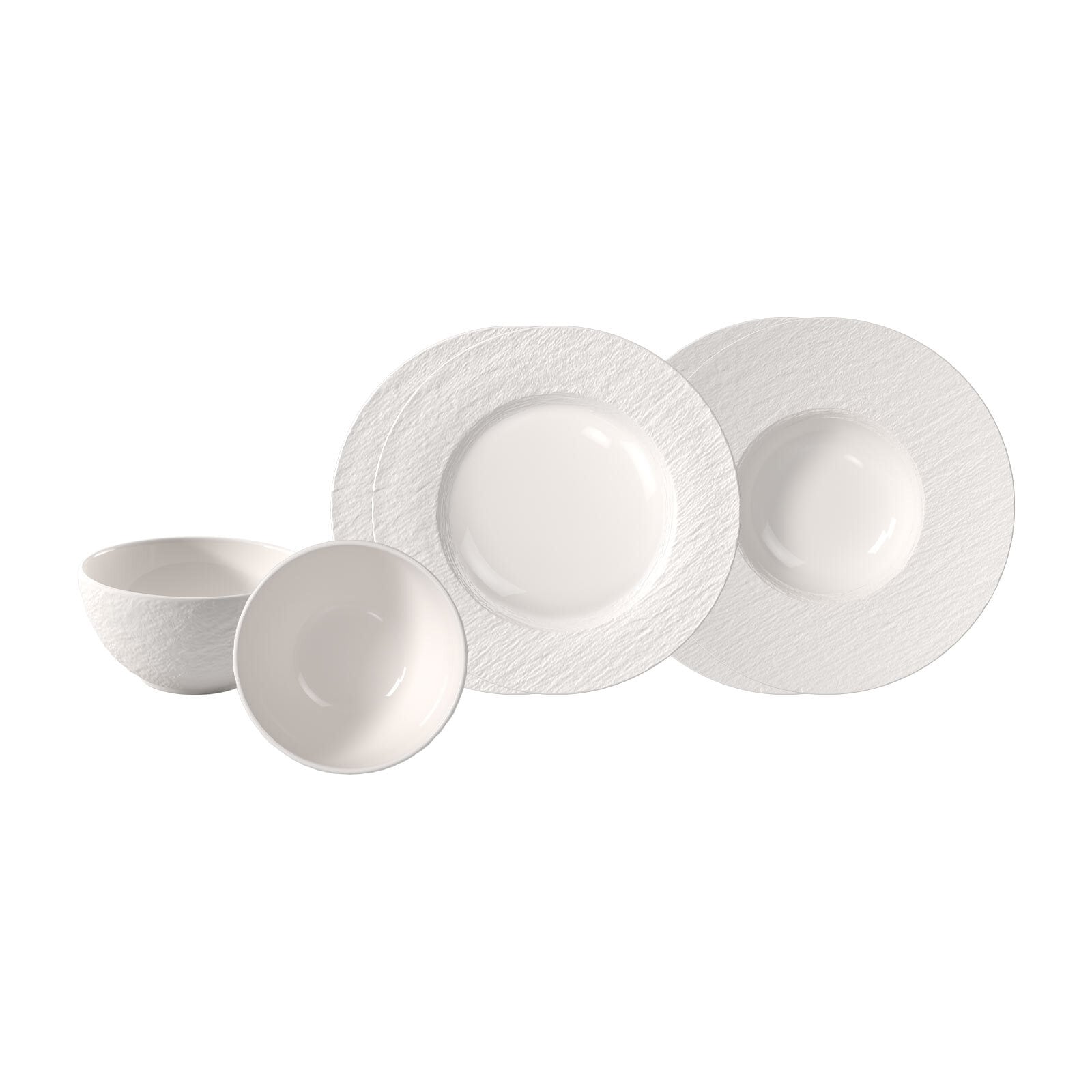 Villeroy & Boch Geschirr-Set "Starter-Set Manufacture Ice 6er Set weiß" Spülmaschinenfest, Mikrowellensicher