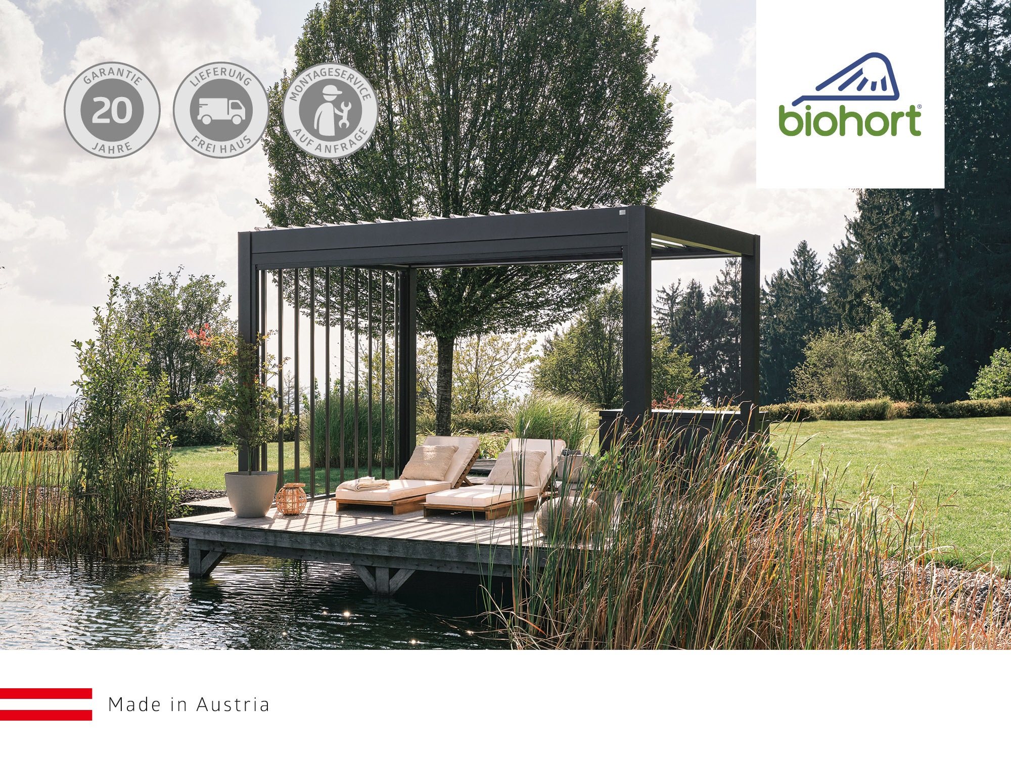 Pavillonseitenteil BIOHORT "4m für Pergola, weiß", weiß, B:364,7cm H:234,9cm, Stahl, Pavillonseitenteile, 364,7x 234,9 cm, Lamellenseitenwand mit Abschlussblende 2