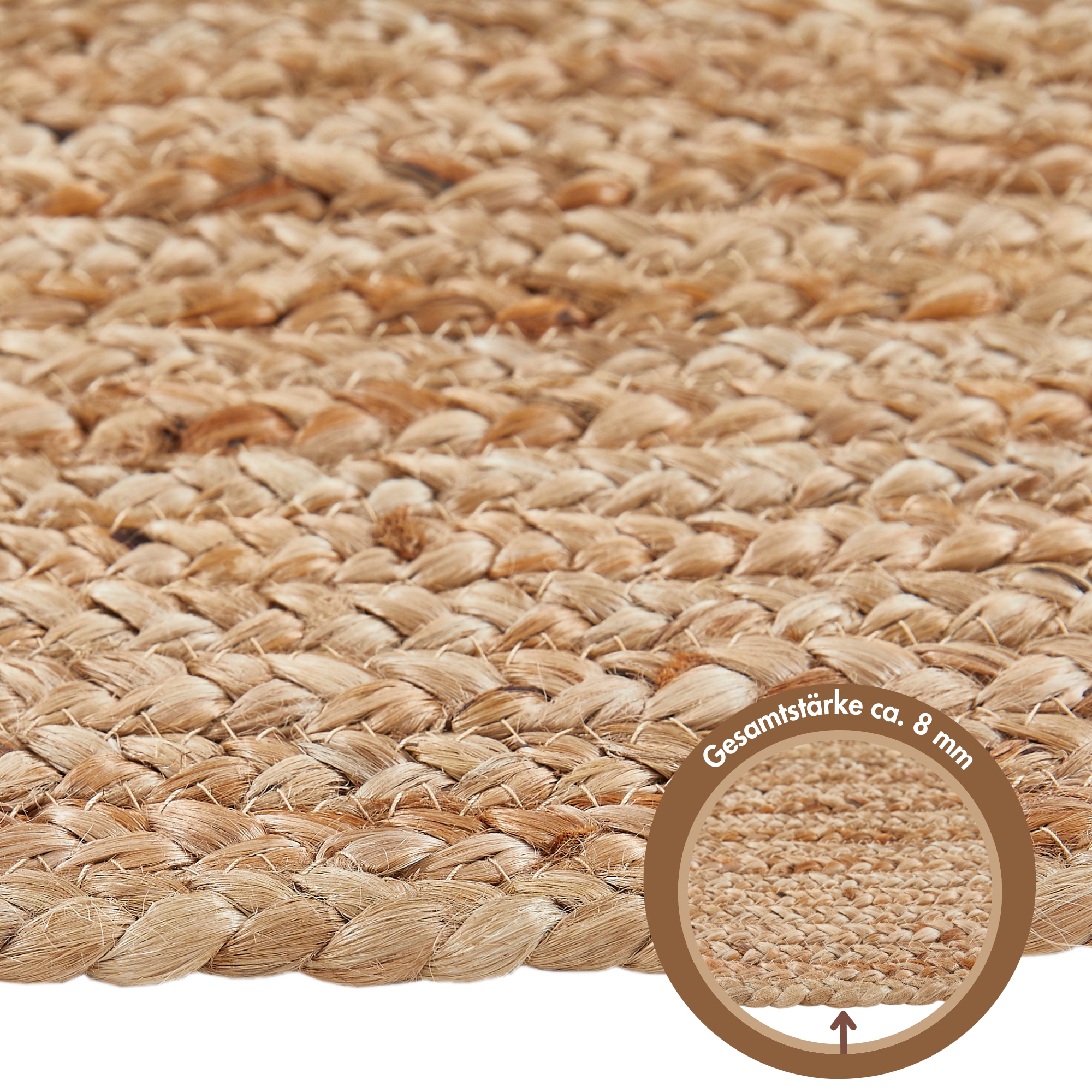 LUXOR living Teppich »Salo«, rechteckig, 6 mm Höhe, Juteteppich, handgeflochten, Flecht Design, 100% Naturfaser