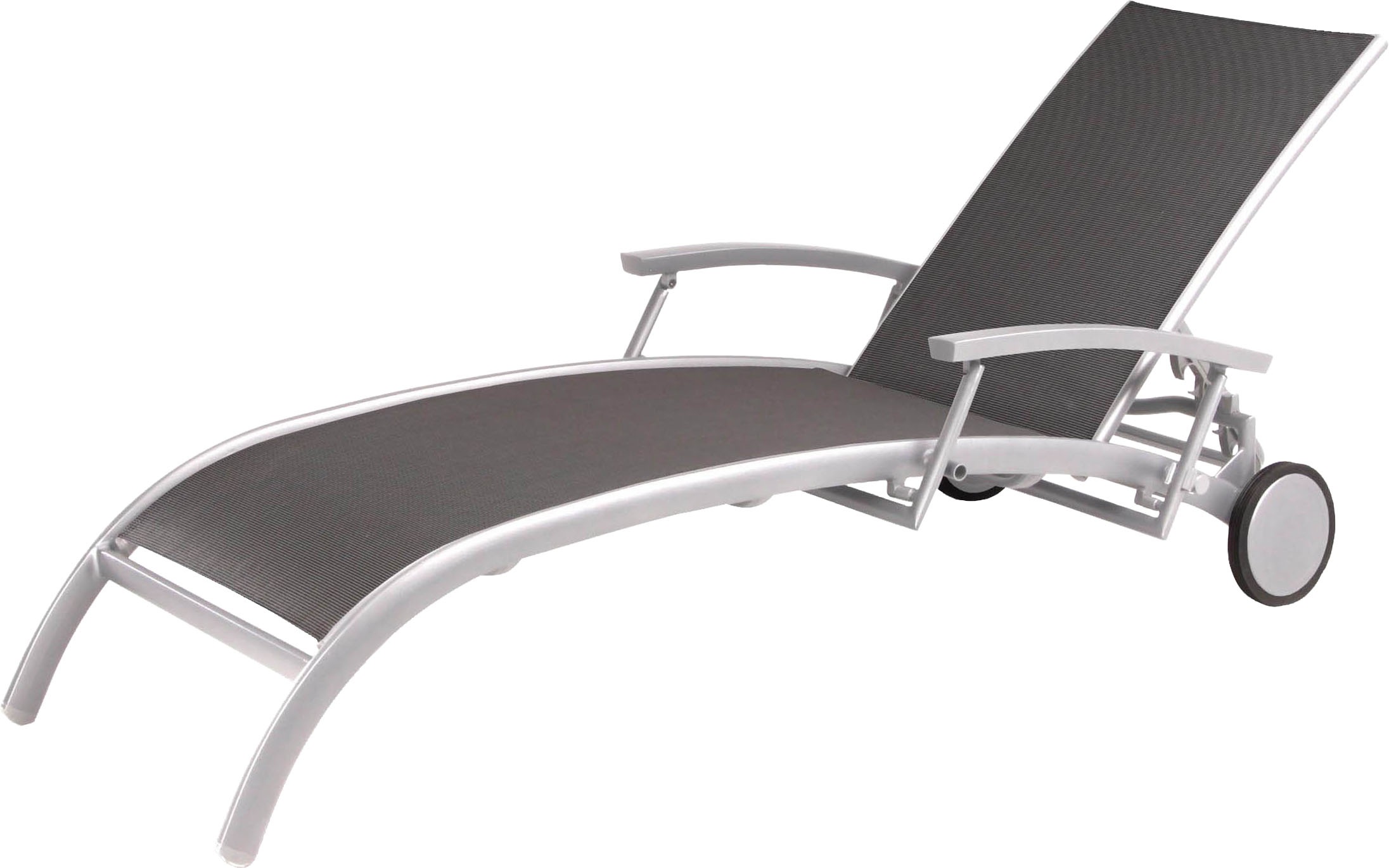 Rollliege BEST, silber, Obermaterial: 50% Polyester, 50% Polypropylen, Gartenliegen, "Palermo", stabiles Aluminiumgestell