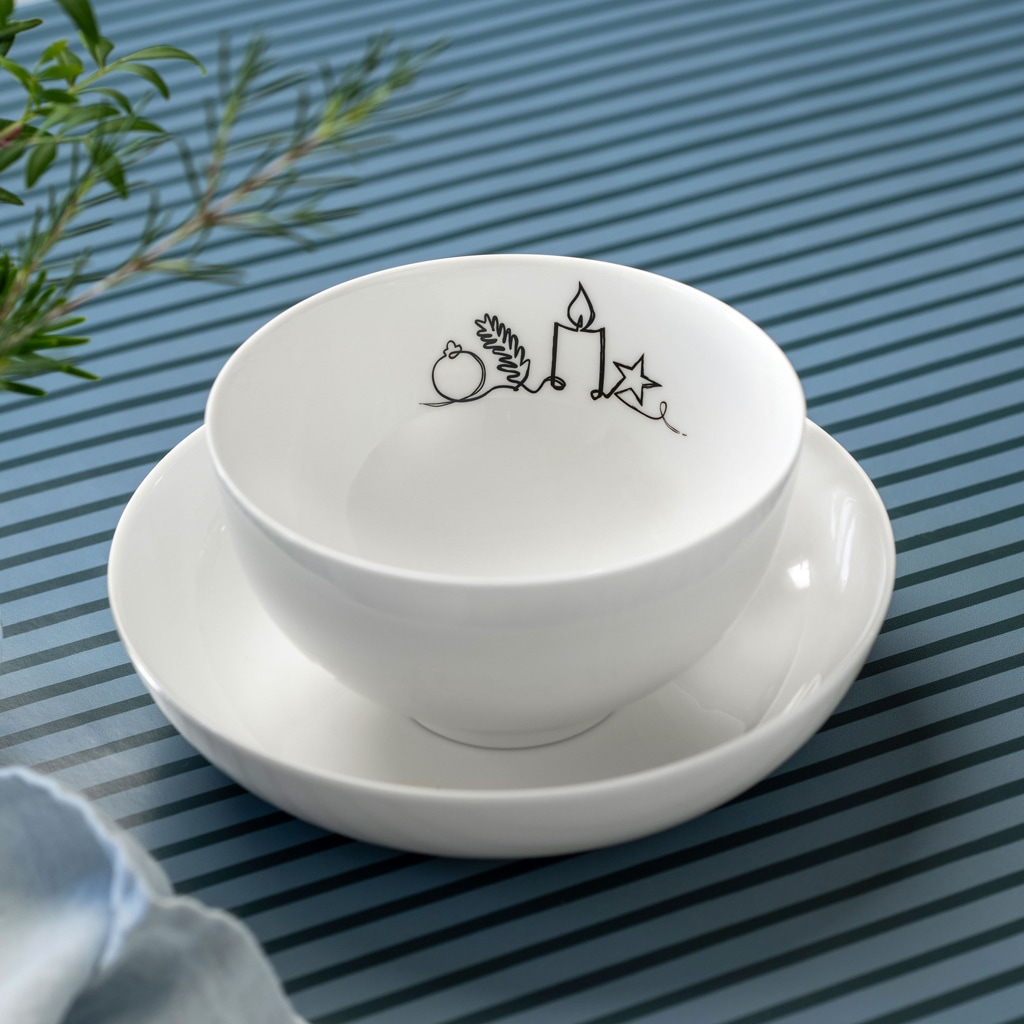Villeroy & Boch Schale »Bols XMAS Statement Lines ø 13,8 cm 4er Set weiß«