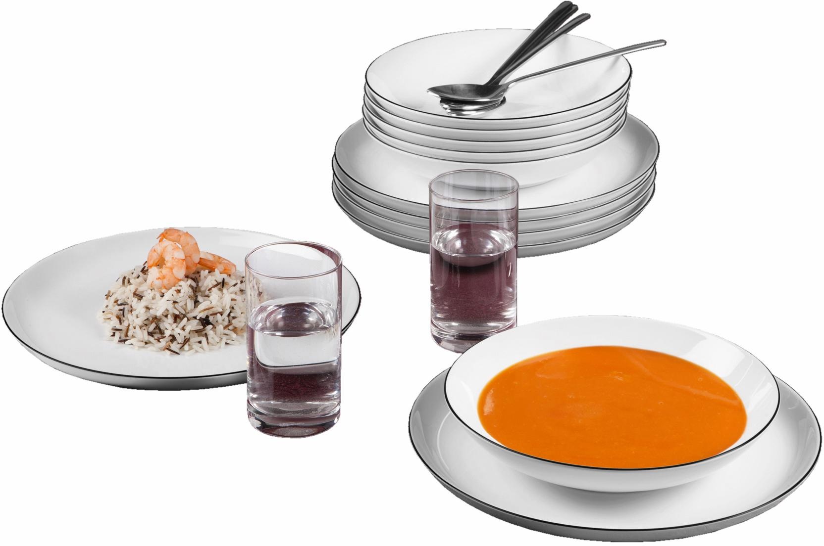 Seltmann Weiden Tafelservice "Teller Set, Geschirr-Set Lido Black Line" Tel günstig online kaufen