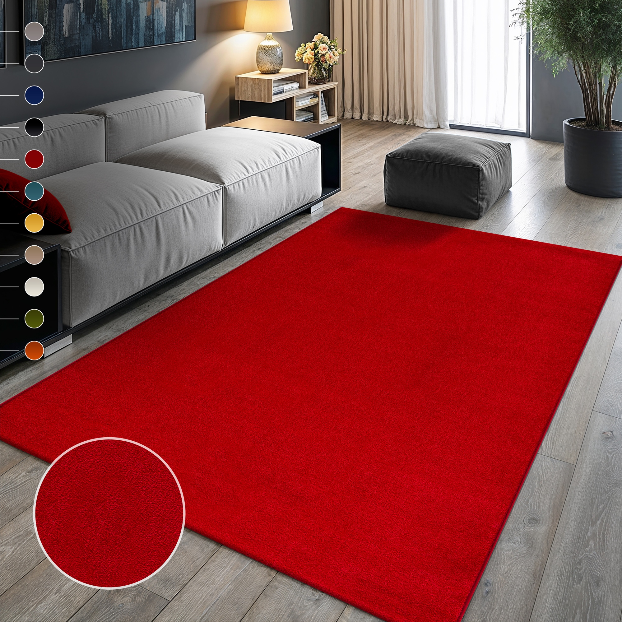 Sanat Teppich "UNI, auch als Läufer und Rund" rechteckig 13 mm Höhe robuster Kurzflorteppich, große Farbauswahl, Wohnzimmer, alle Räume