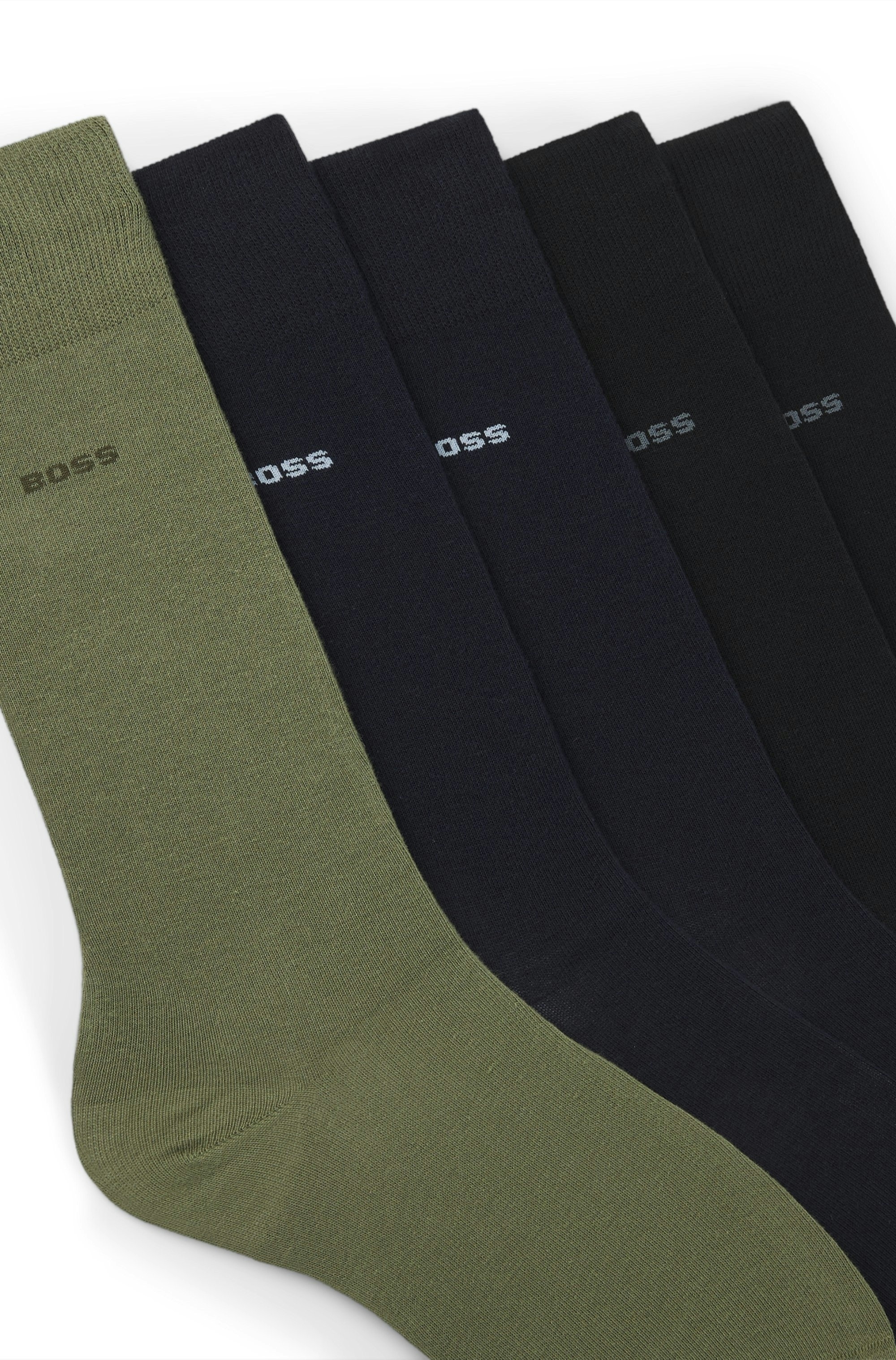 BOSS Basicsocken aus Baumwoll-Mix im Fünferpack