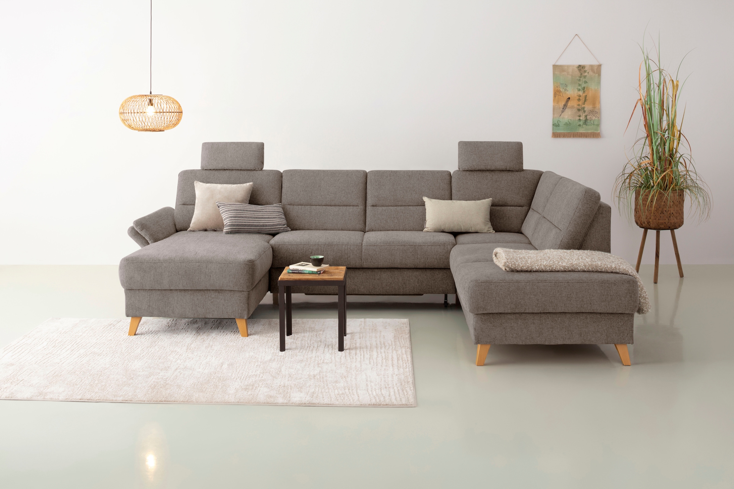 Home affaire Wohnlandschaft "Westerland U-Form" Federkern, wahlweise Bettfu günstig online kaufen