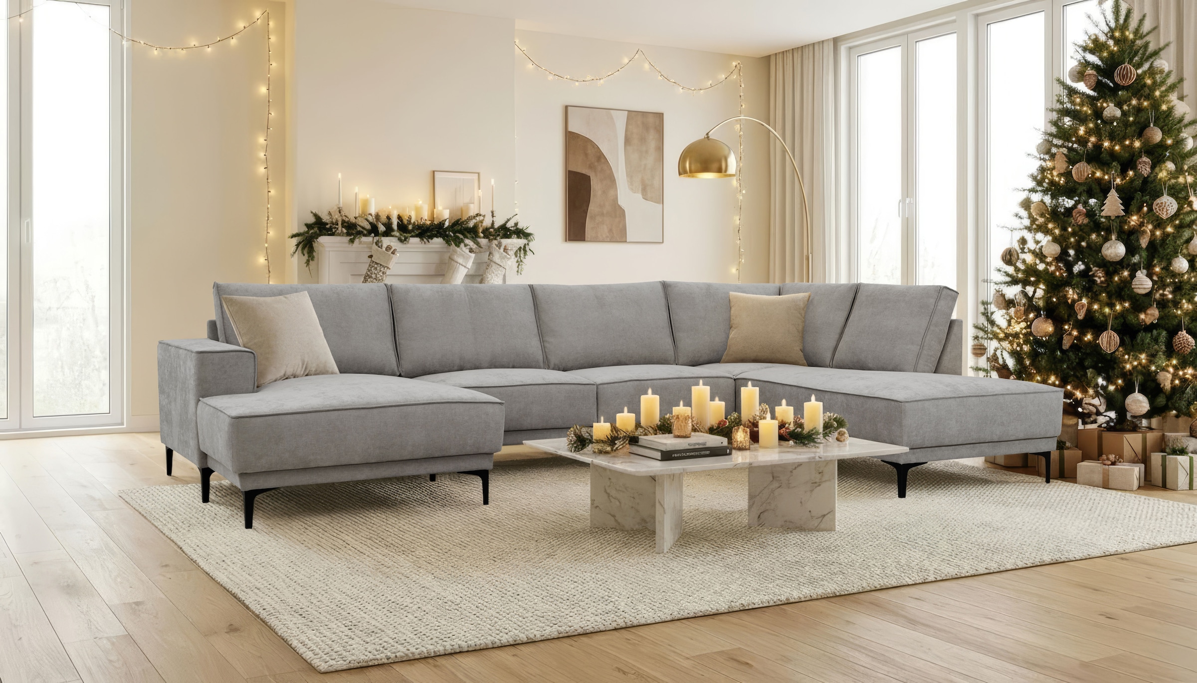 OTTO home Wohnlandschaft "XXL Sofa Oland, Struktur, Flachgewebe, Luxus-Micr günstig online kaufen