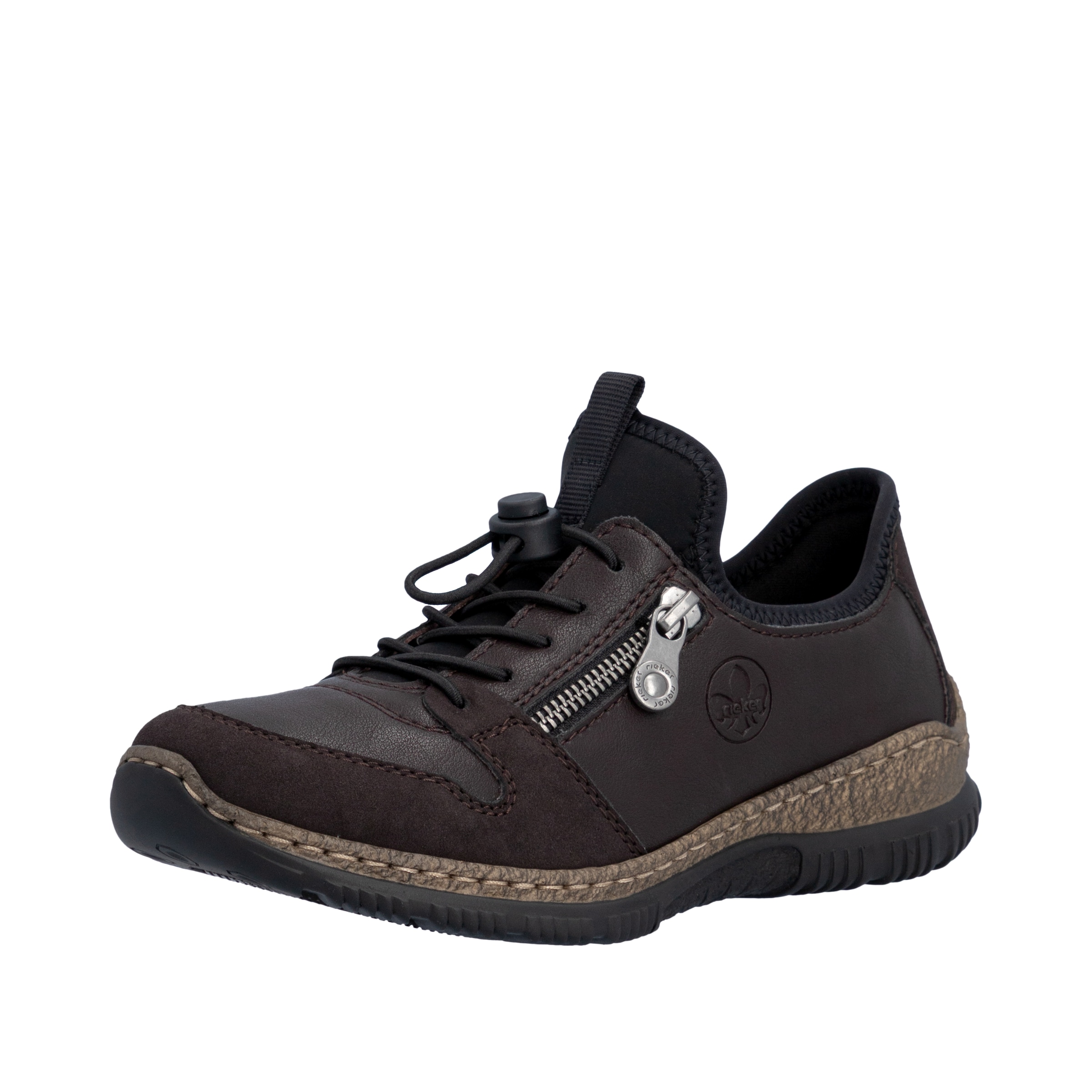 Rieker Slip-On Sneaker Freizeitschuh, Halbschuh mit Zierreißverschluss und Gummizug