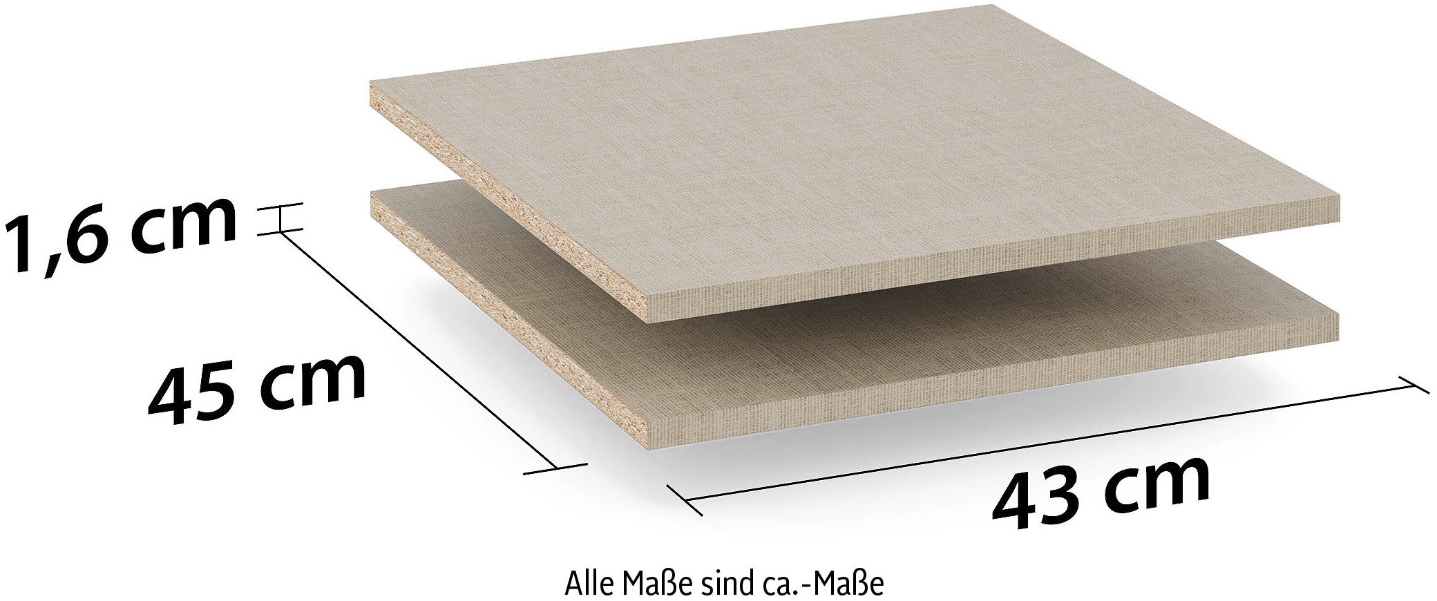 rauch Einlegeboden "Zubehör für Rauch-Drehtürenschränke ORANGE" 2er-Set Breite 43 cm, Tiefe 45 cm