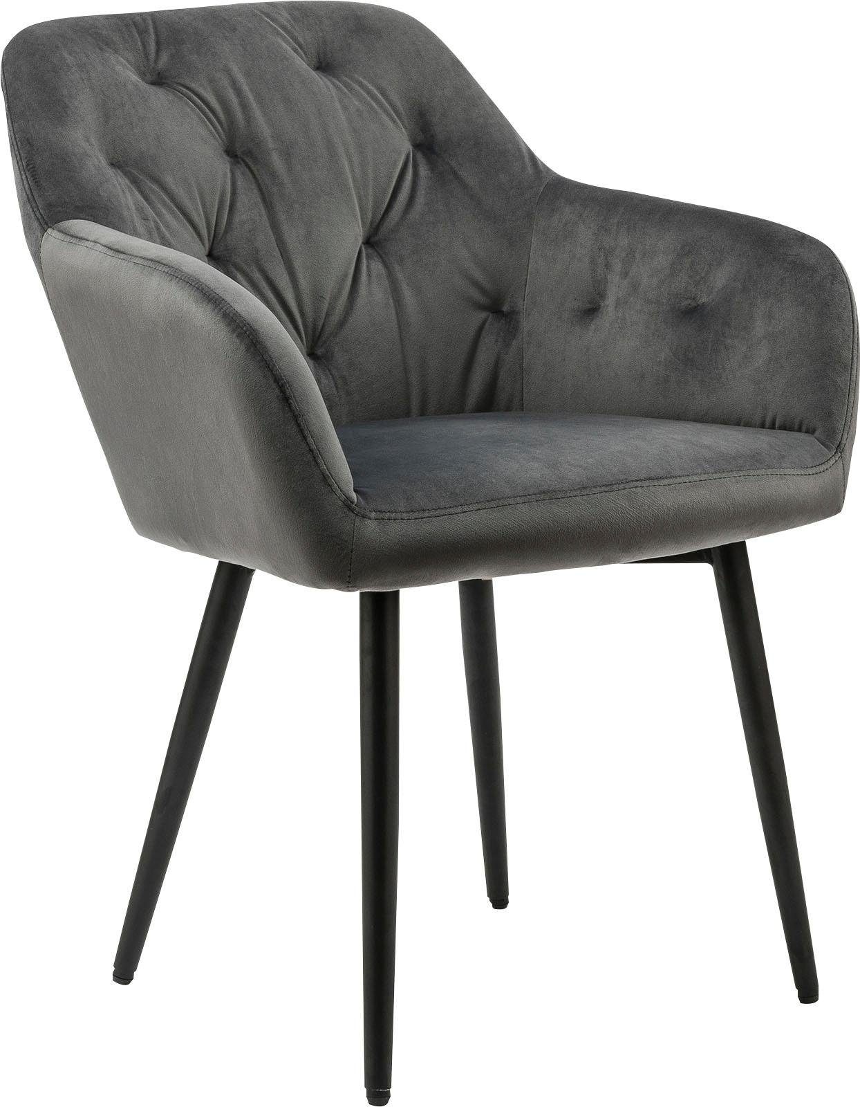 SalesFever Esszimmerstuhl, Samtvelours, Stilvoll mit eleganter Knopfheftung günstig online kaufen