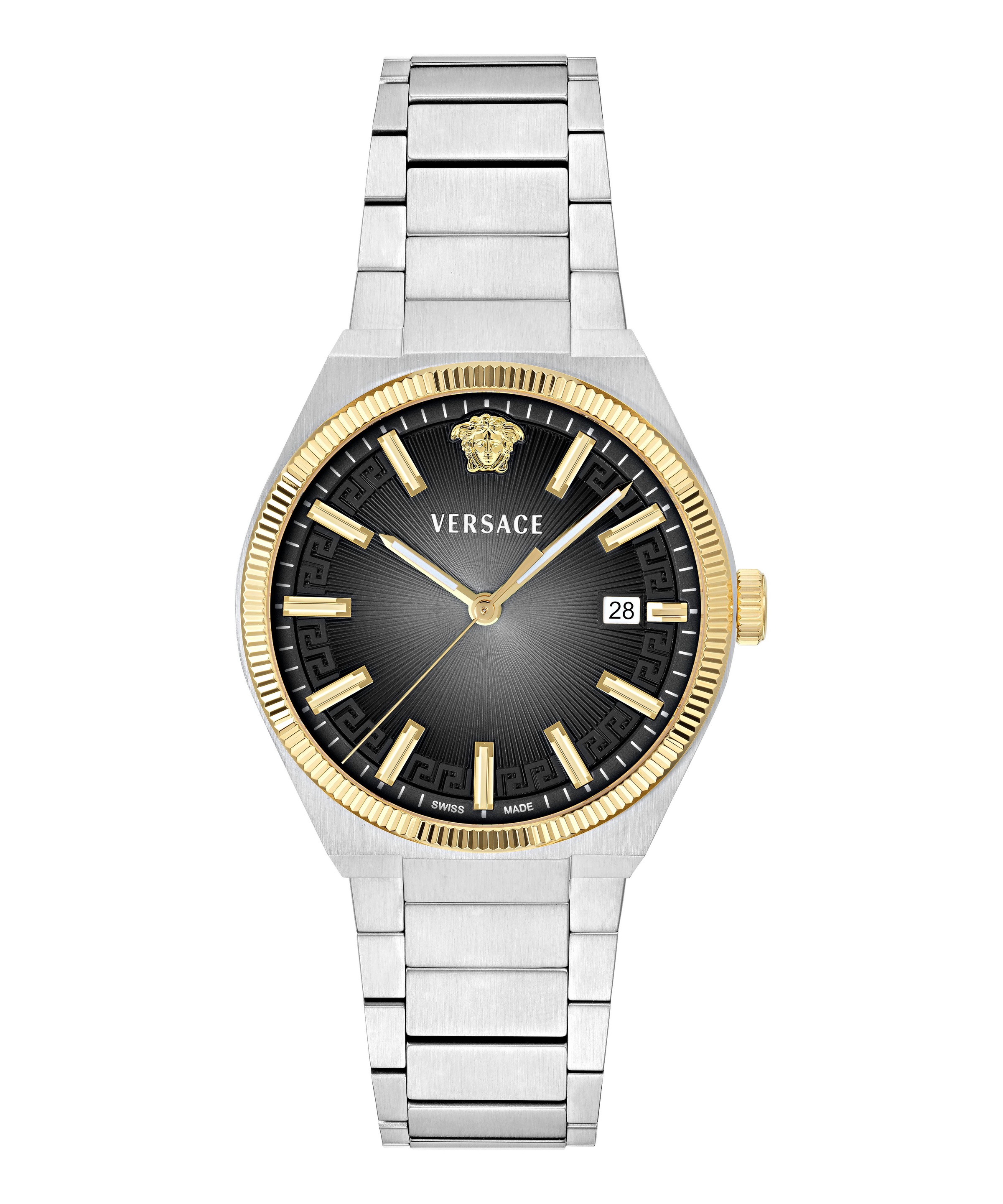 Versace Quarzuhr »V_LEO« Armbanduhr, Damenuhr, Herrenuhr, Swiss Made, Edelstahlarmband, analog