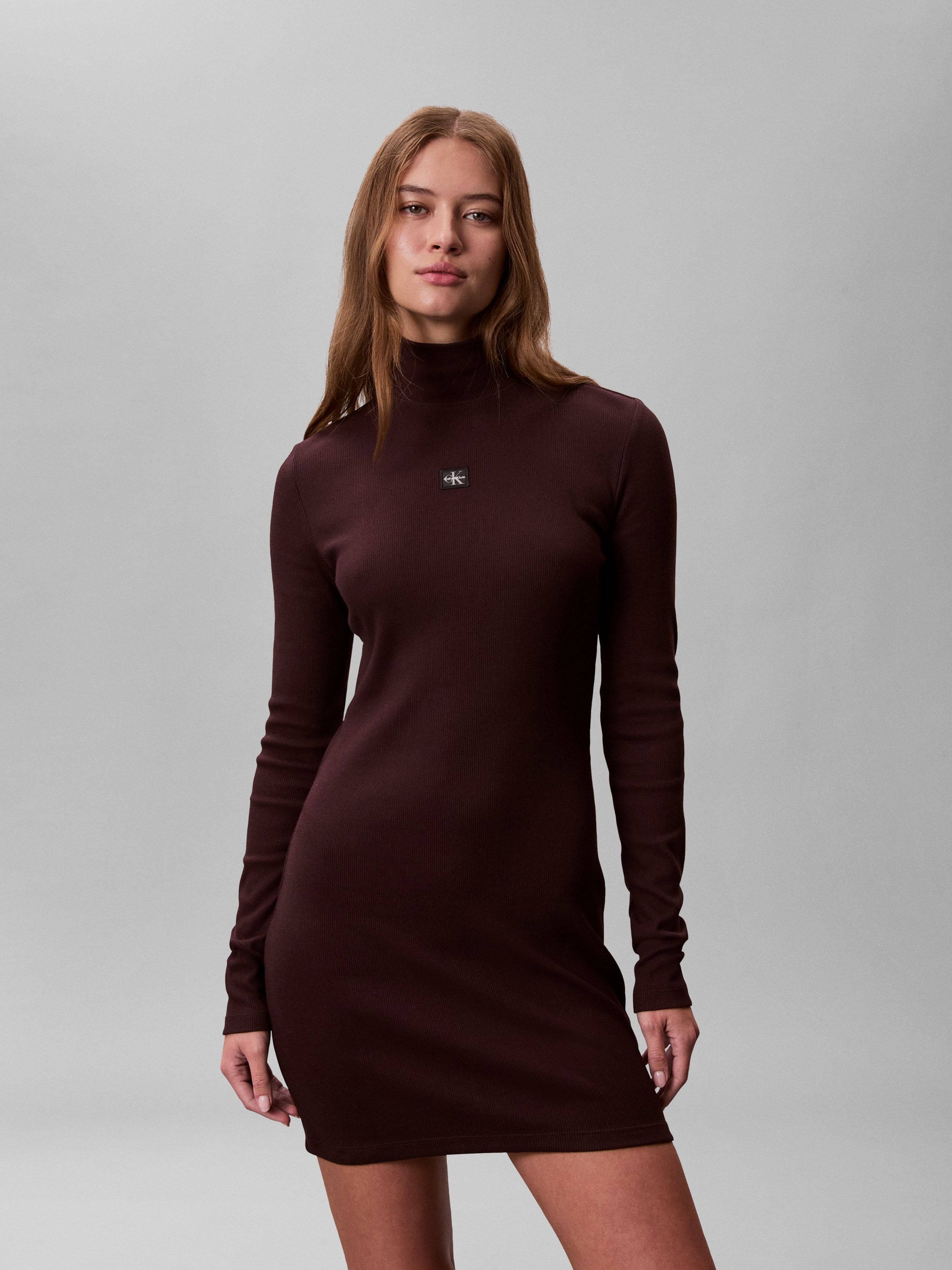 Calvin Klein Jeans Minikleid Ohne Tasche Figurbetonte Passform mit Stehkrag günstig online kaufen