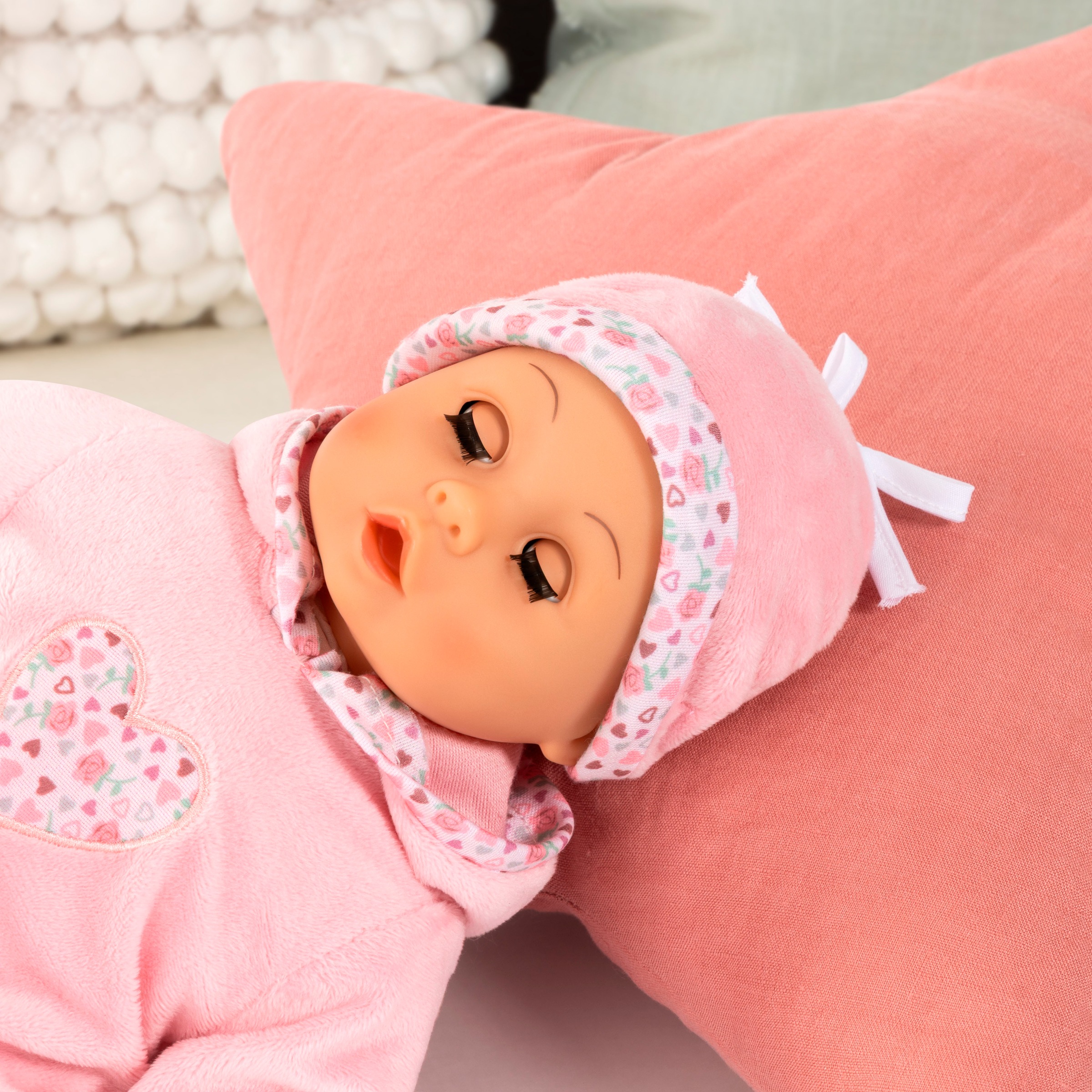 Bayer Babypuppe »First Words Baby, 38 cm, rosa«, (3 tlg.), mit Schlafaugen und Babygeräuschen
