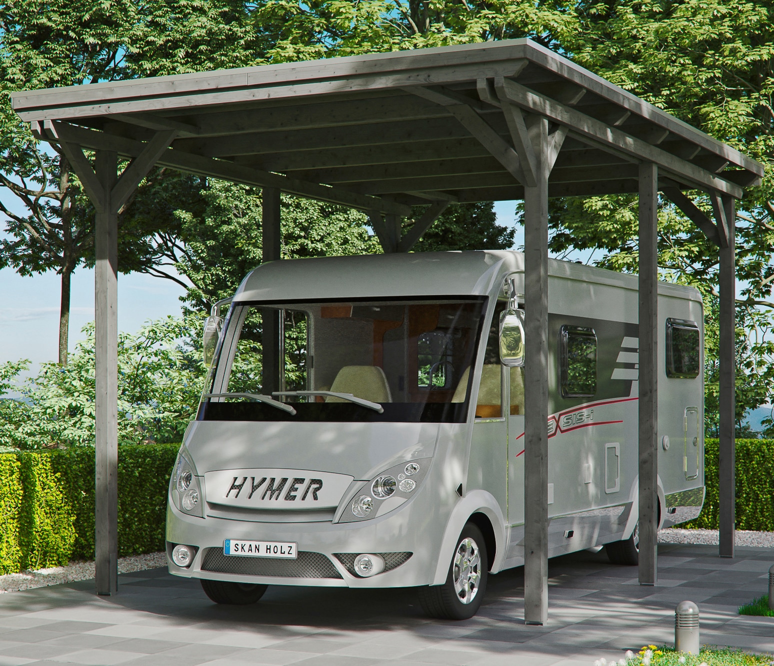Skanholz Einzelcarport "Caravan-Emsland" Leimholz 341 cm dunkelgrau