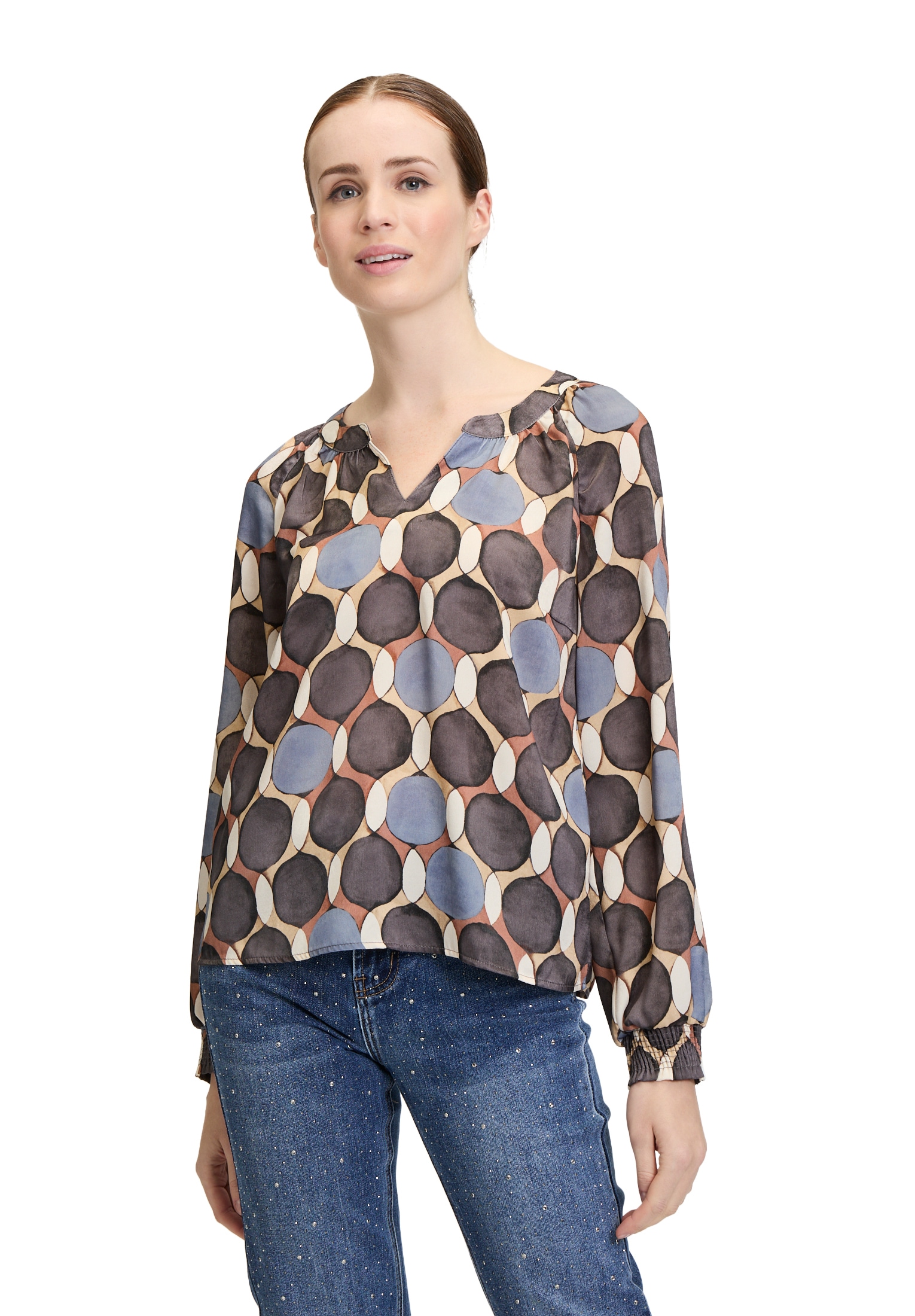Cartoon Schlupfbluse "Cartoon Damen Casual-Bluse mit Muster" günstig online kaufen