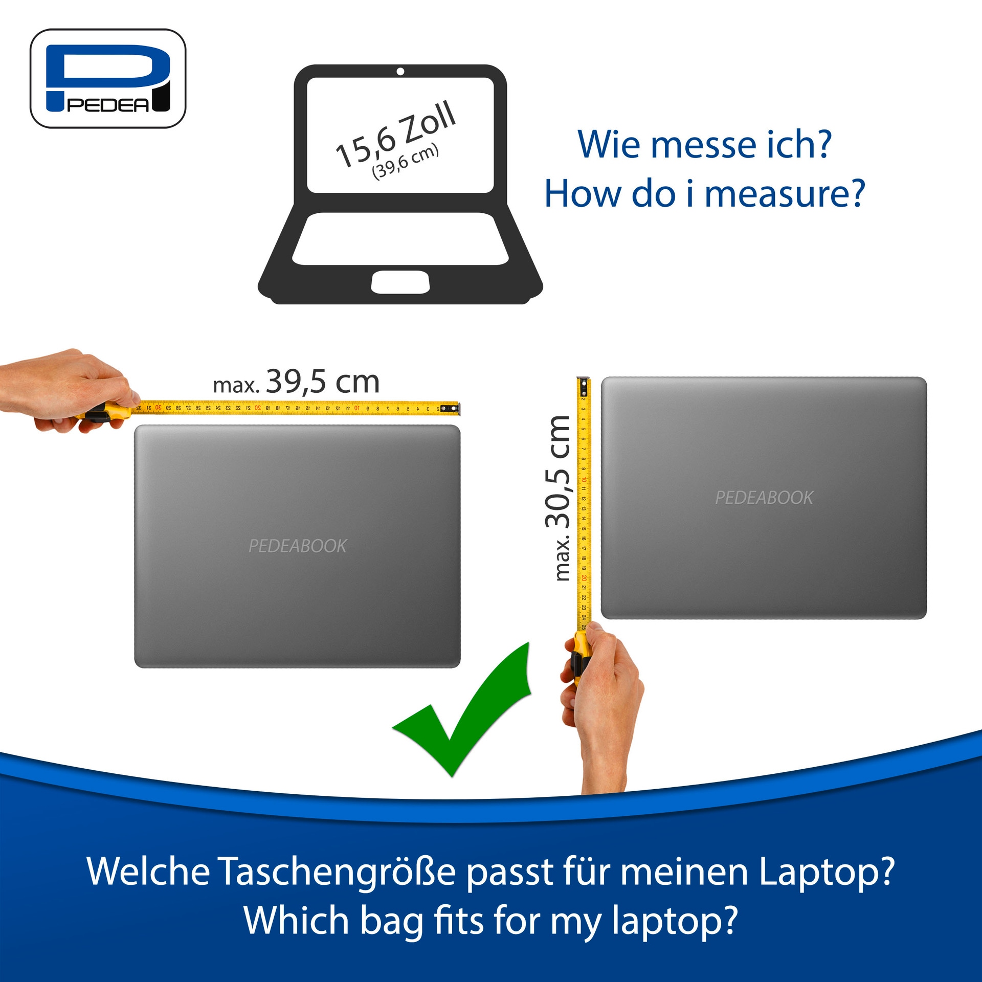 PEDEA Laptoptasche »Premium 15,6 (39,6cm)«, wasserabweisend, gepolstert, stabiler Schutzrahmen