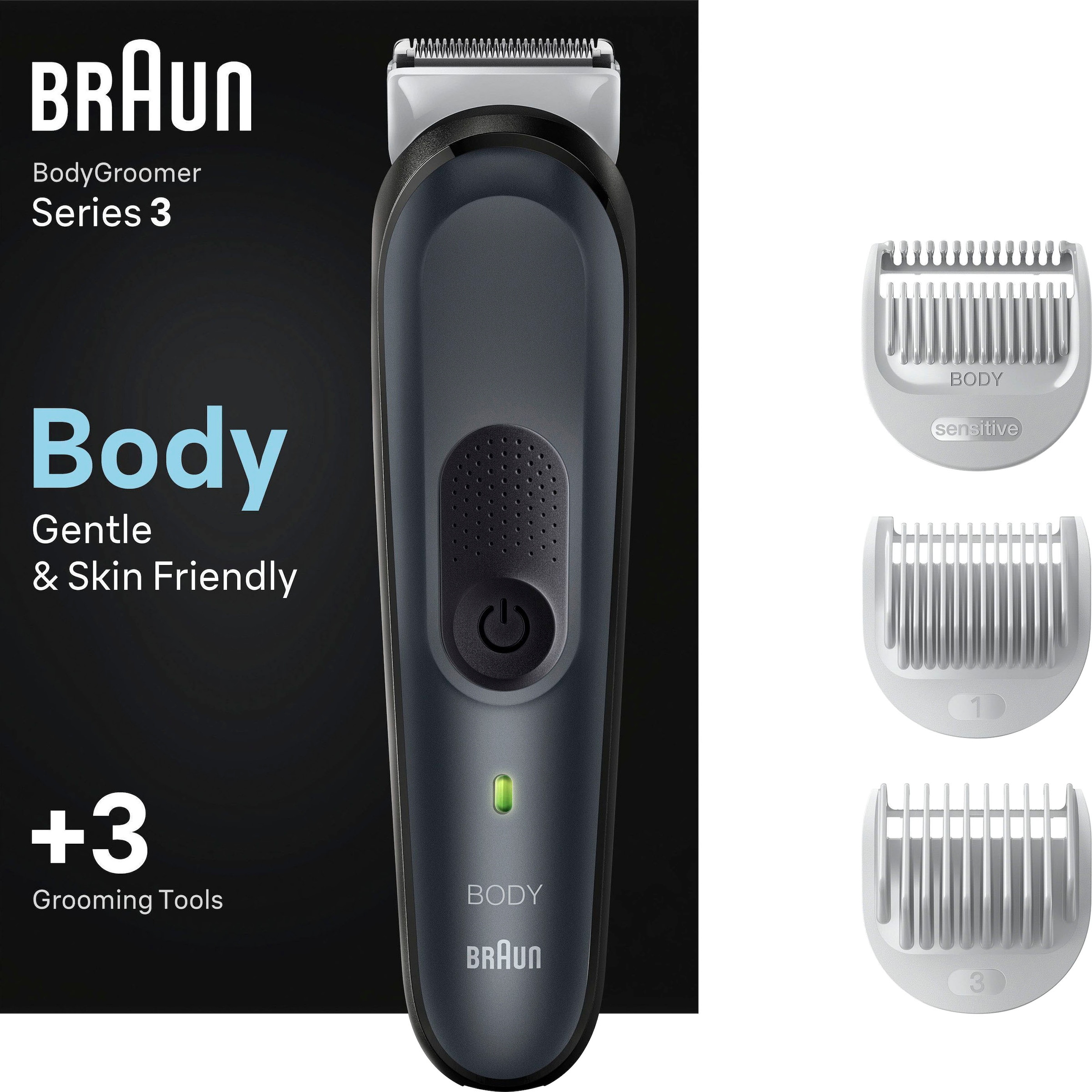 Braun Haarschneider »Bodygroomer kaufen 3 Abwaschbar BAUR | SkinShield-Technologie, BG3340«, online Aufsätze