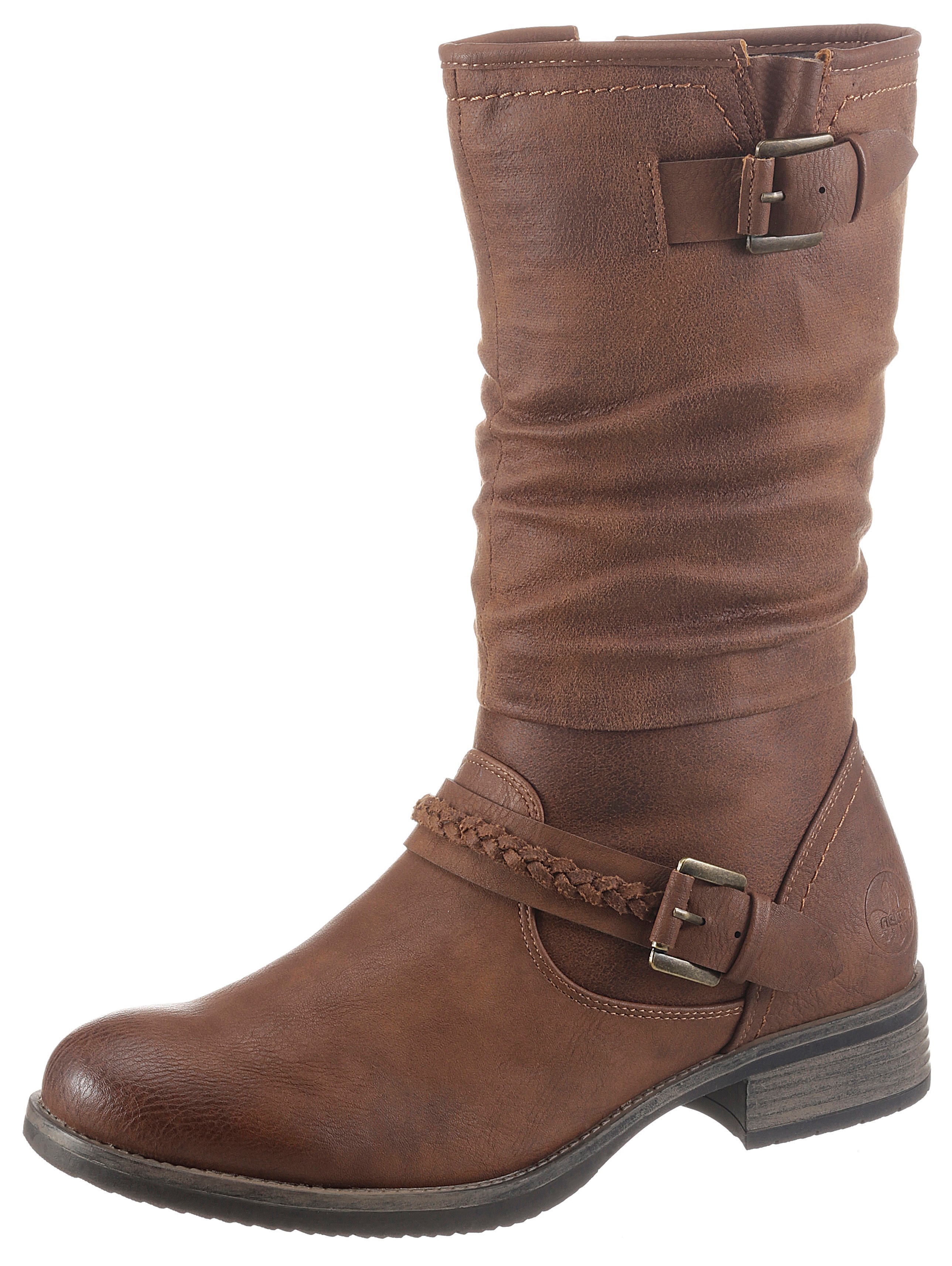 Rieker Stiefel Winterboots,Blockabsatz mit gerafftem slouchy-Schaft, schmale Form