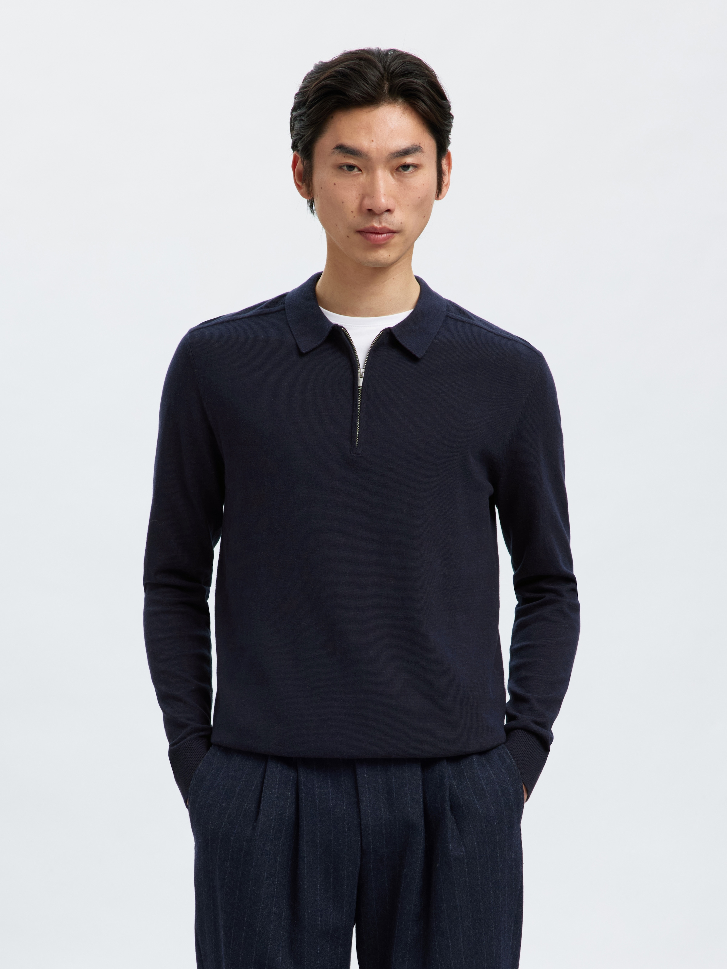 SELECTED HOMME Polokragenpullover "SLHBERG LS HALF ZIP POLO NOOS" günstig online kaufen