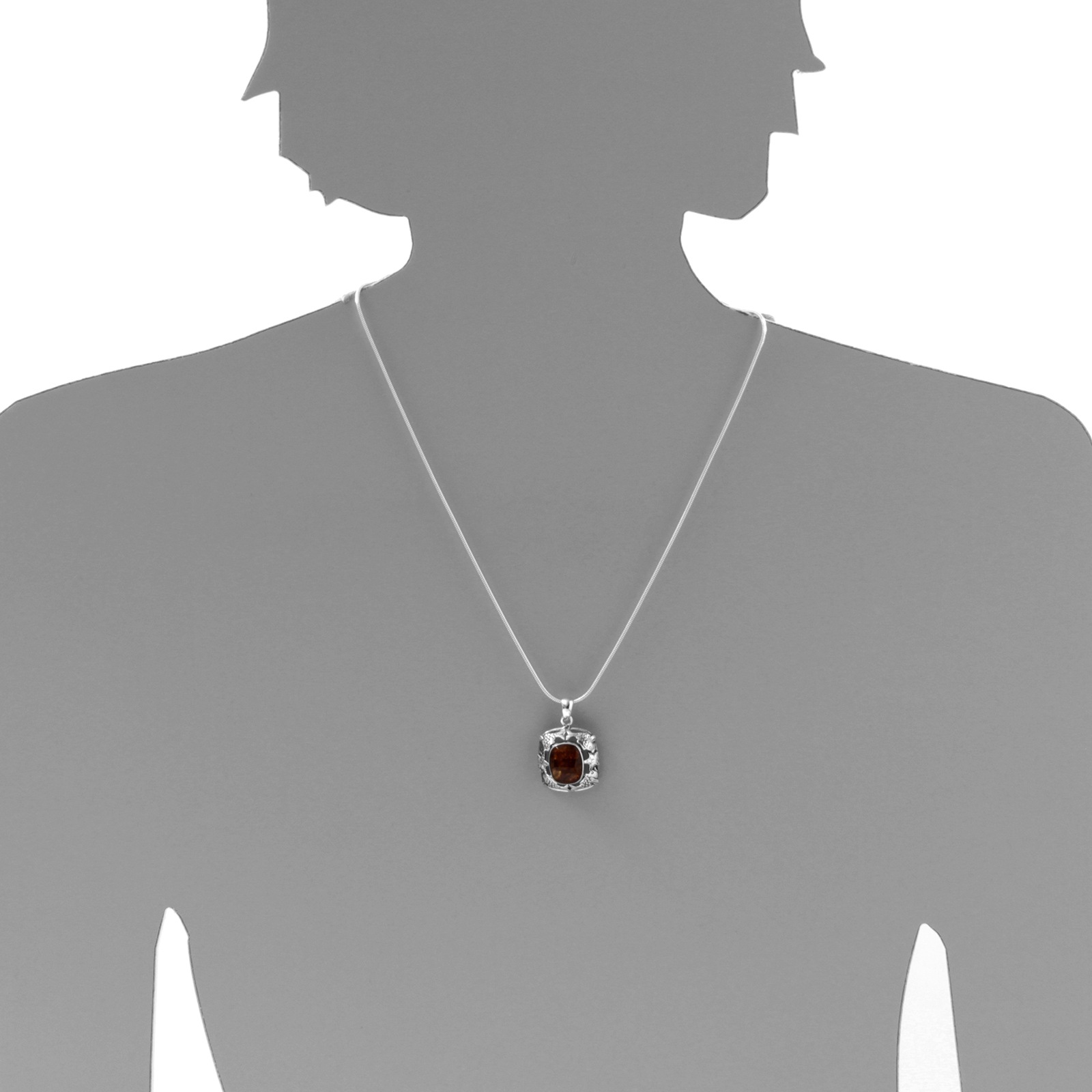 Kette mit Anhänger OSTSEE-SCHMUCK "Ostsee-Schmuck Kette mit Anhänger Fischland 34x21 mm" Gr. 60, silber, Halsketten, Damen, 60cm, Silber 925 (Sterlingsilber), L: 42 5