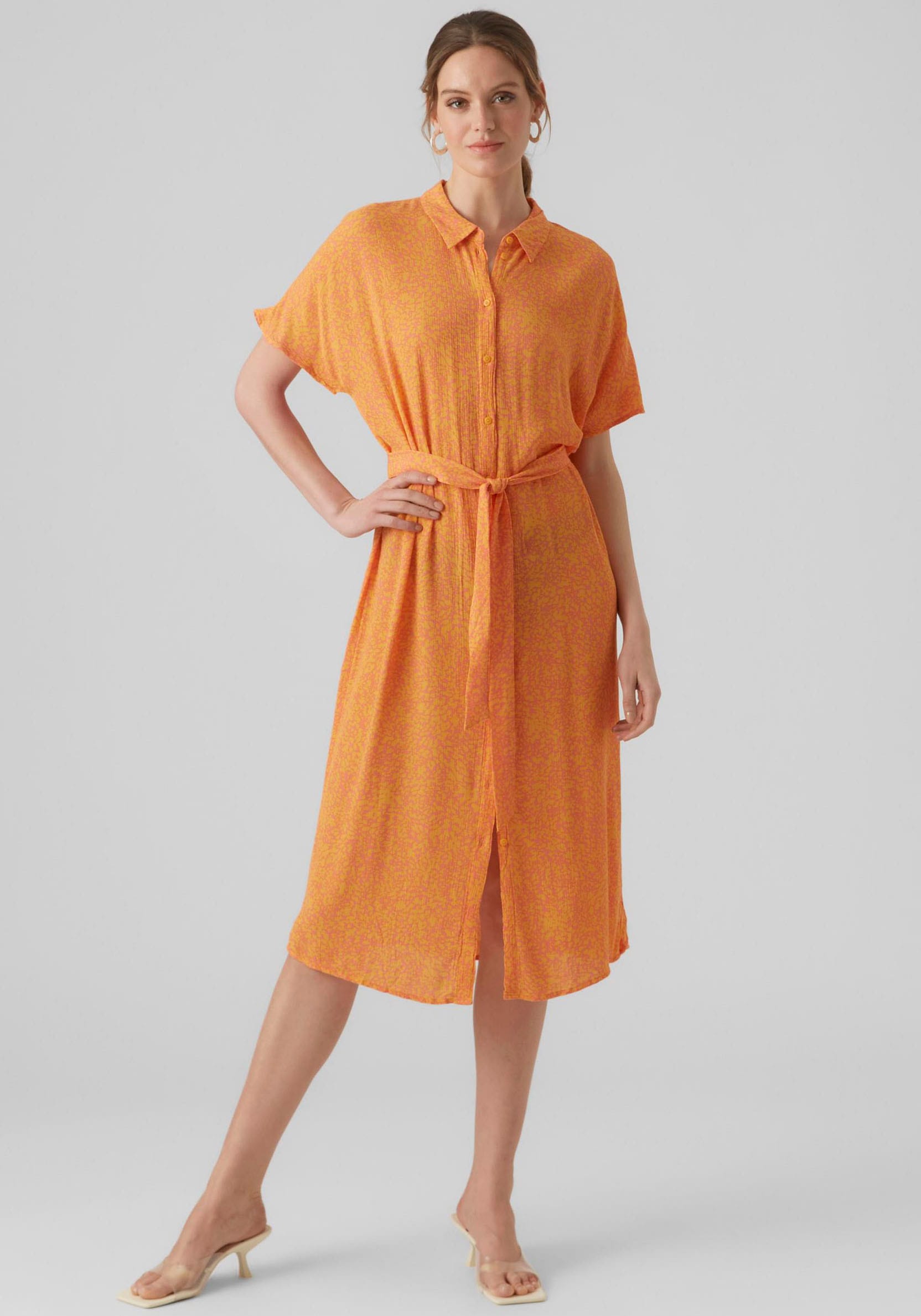 Vero Moda Hemdblusenkleid »VMMENNY SS CALF SHIRT DRESS WVN GA«