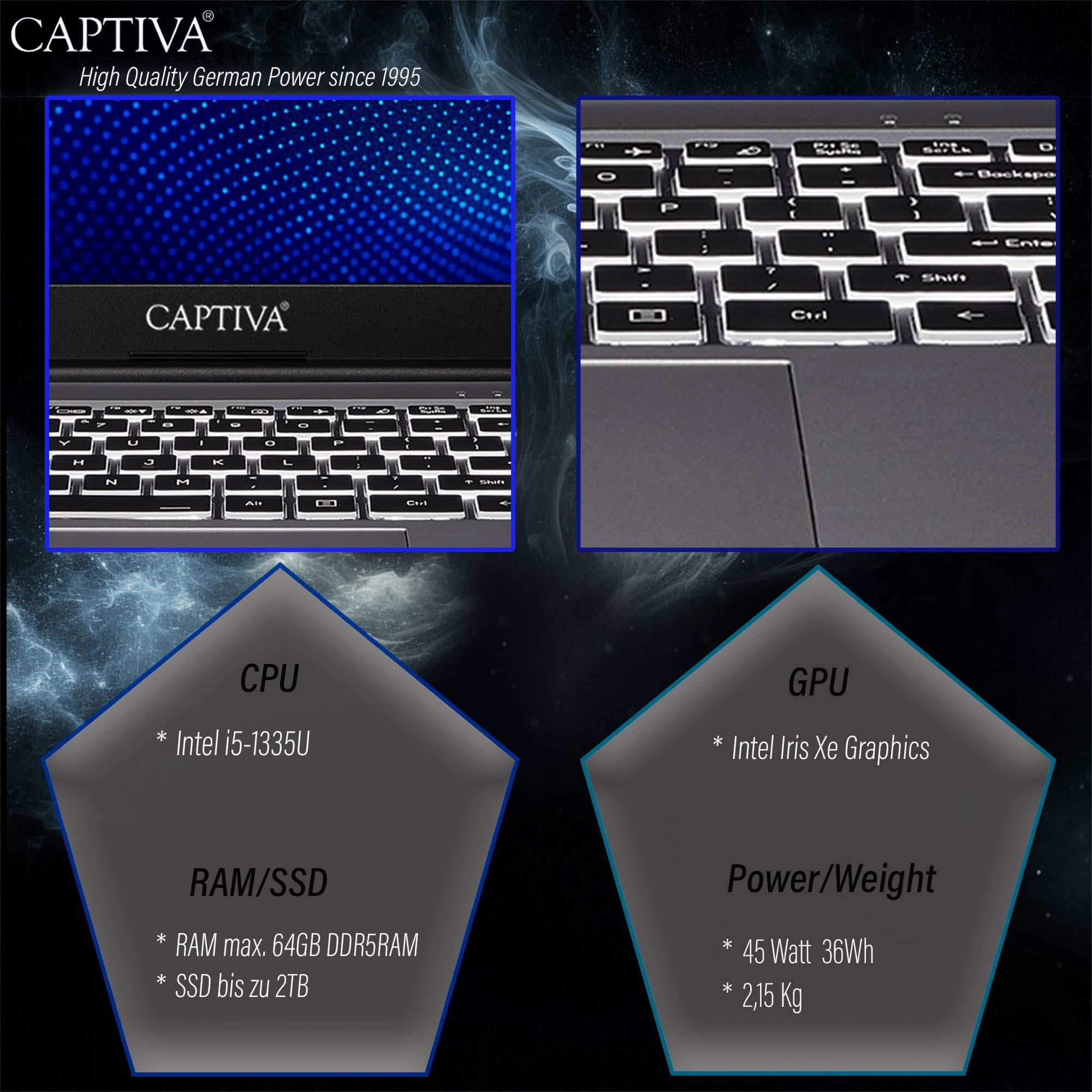 CAPTIVA Business-Notebook »Power Starter I99-225CH« 43,9 cm / 17,3 ″ Intel Core i5 Iris Xe Graphics 1.000 GB SSD