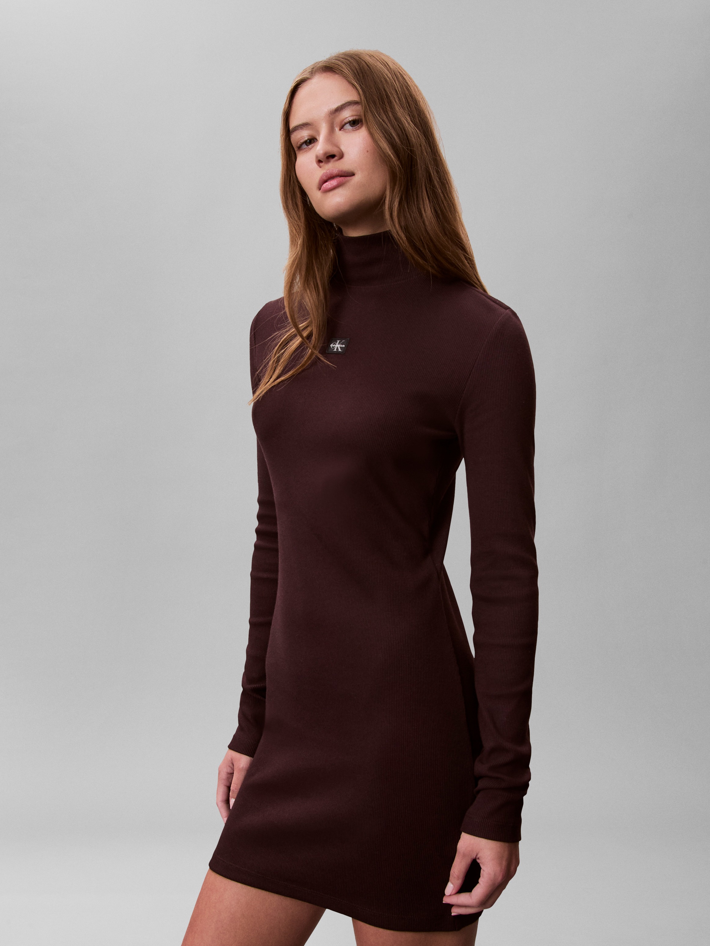 Calvin Klein Jeans Minikleid Ohne Tasche Figurbetonte Passform mit Stehkrag günstig online kaufen