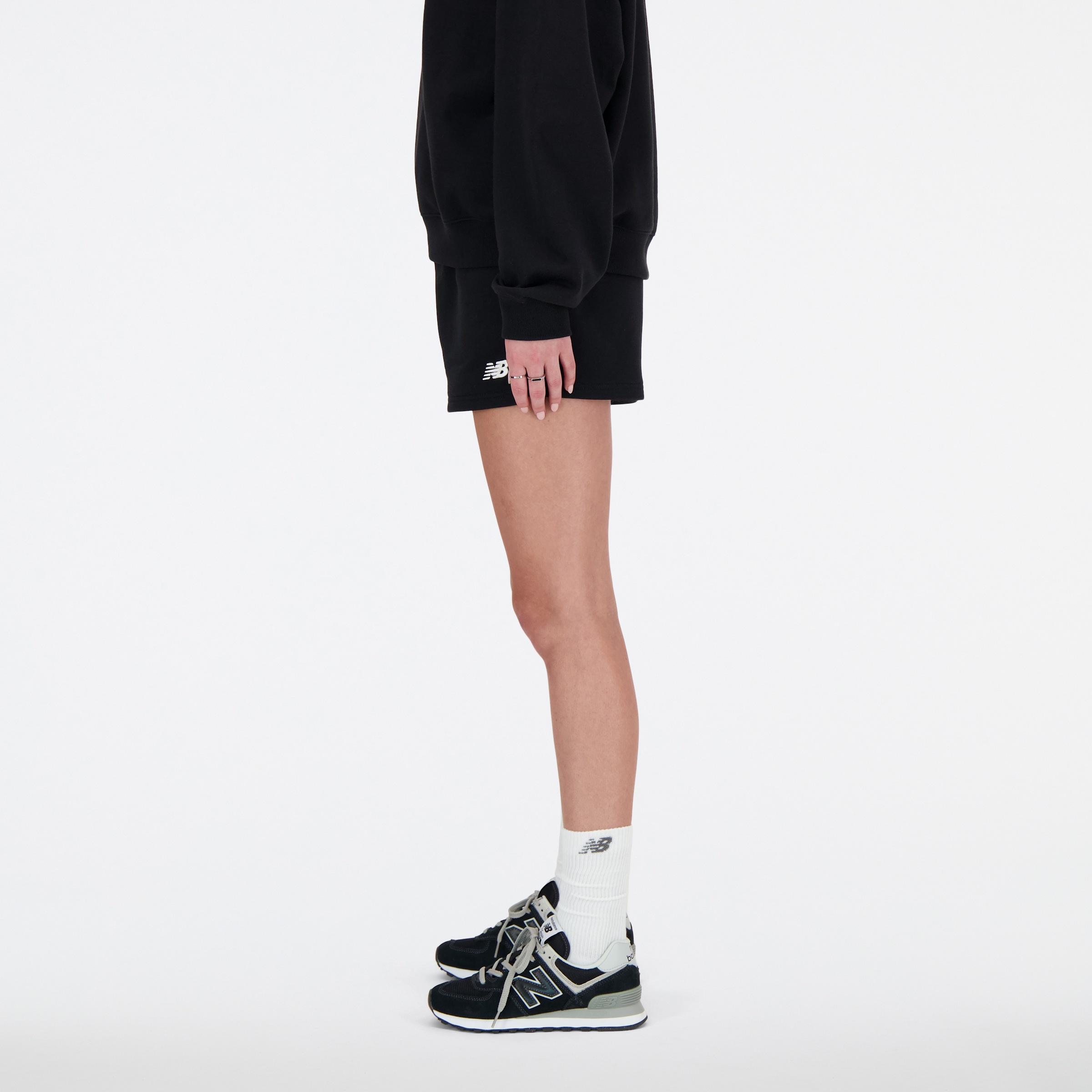 Shorts NEW BALANCE "Sport Essentials French Terry Short", Damen, Gr. XXL, N-Gr, schwarz (schwarz (001)), Obermaterial: 60% Baumwolle, 40% Polyester, Hosen Shorts, atmungsaktiv, lockere Passform 2