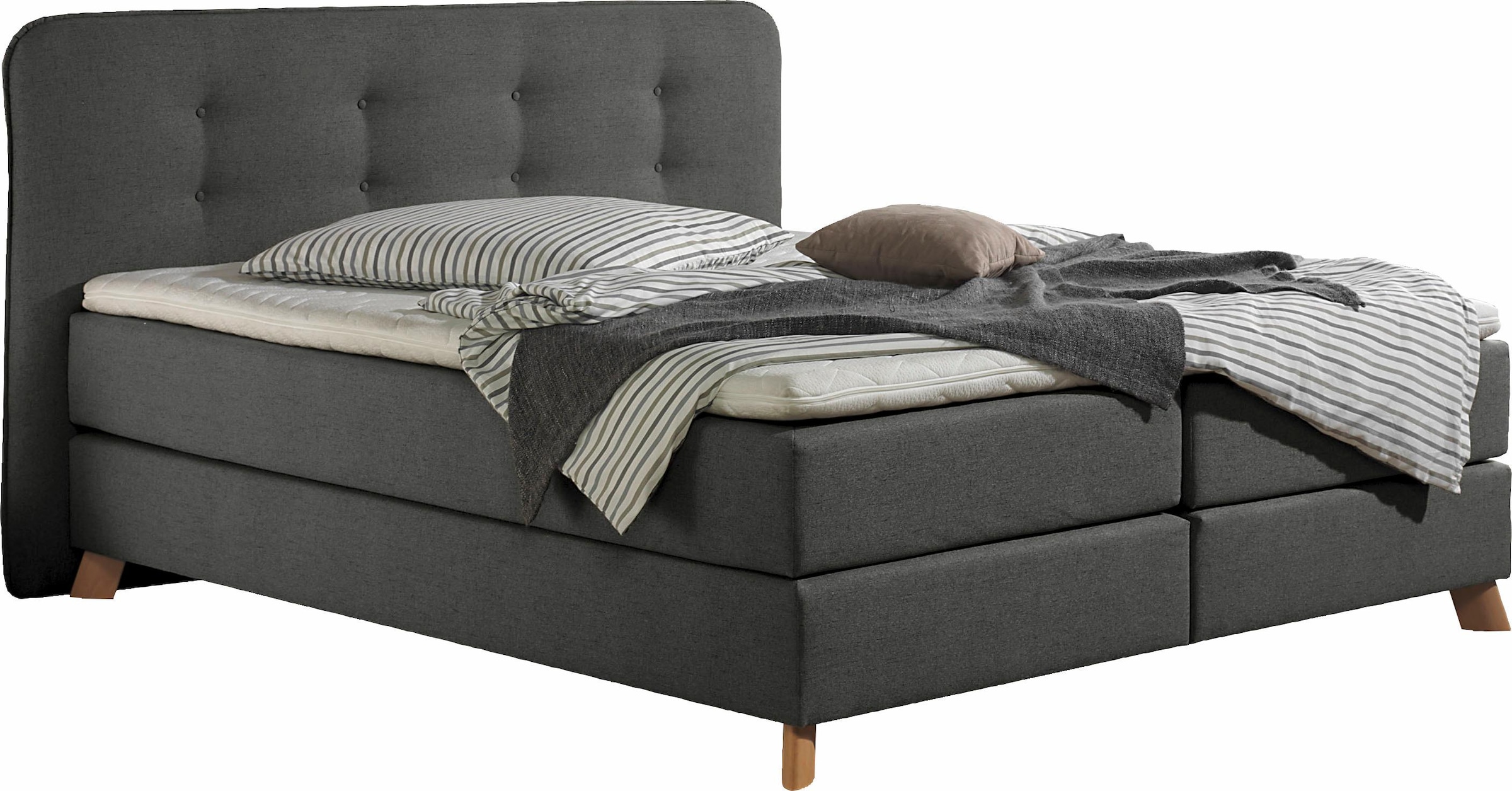 Home affaire Boxspringbett »Cecina«, in 5 Breiten, 3 Ausführungen, 2 Härtegrade, Knopfheftung, Topper
