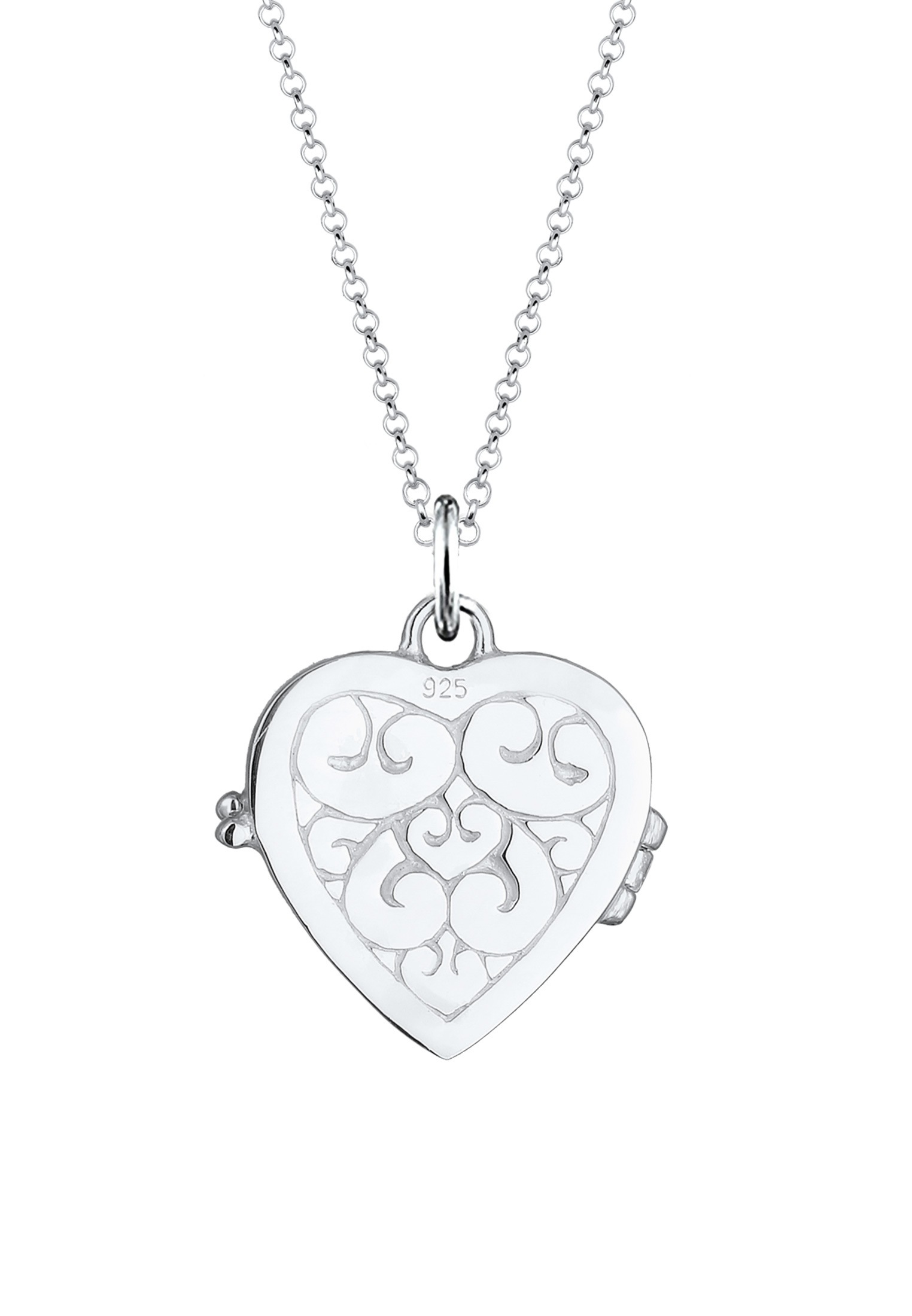 Elli Kette mit Anhänger »Herz-Medaillon Amulett Ornament 925 Silber«