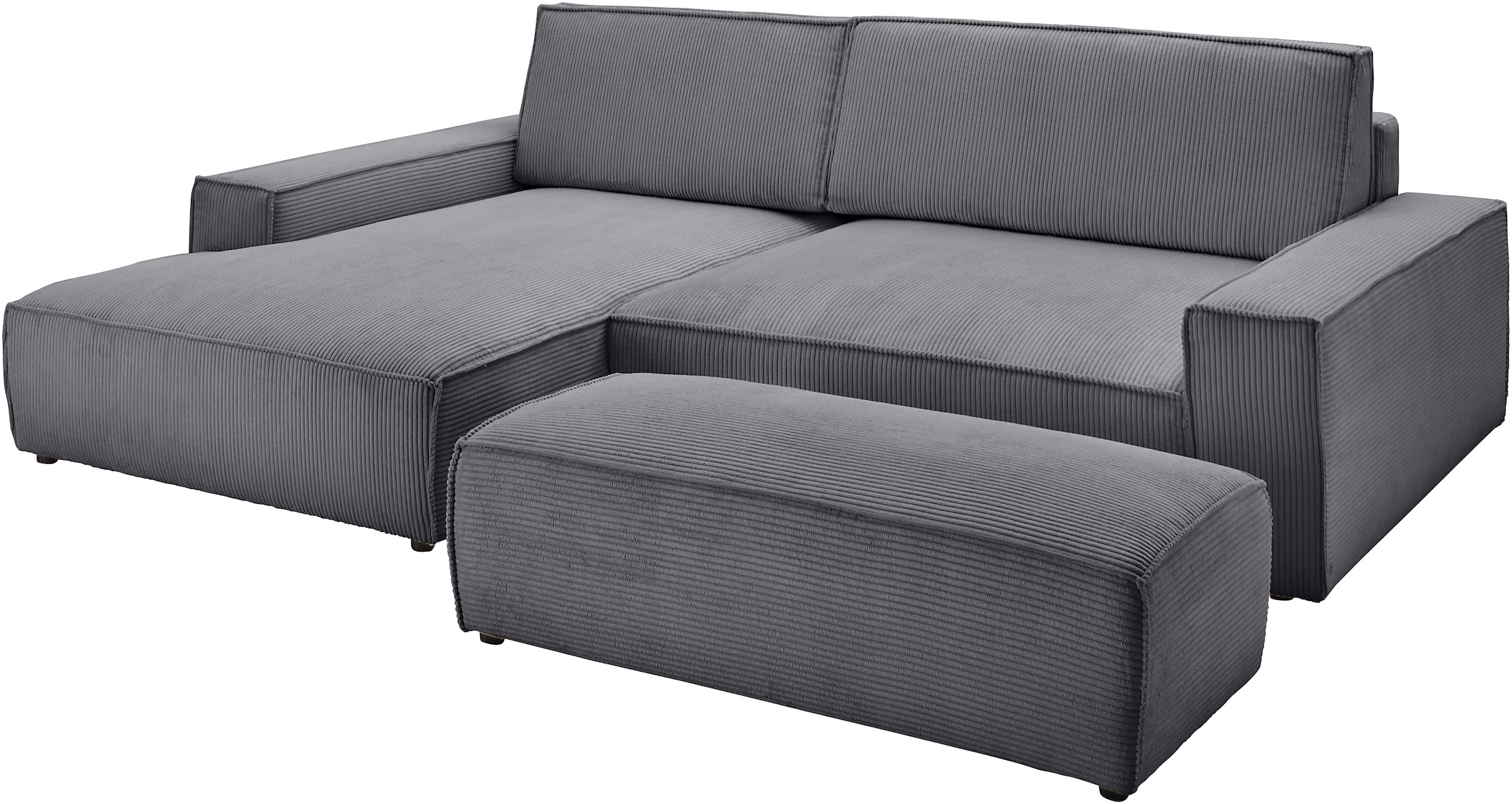 Home affaire Polsterecke »NEU: SHERWOOD XXL tief, L-Form mit Schlaffunktion, Big-Sofa mit Hocker«, (Set, 2 St.), stellbar zum Schlafsofa (Krokodilverbinder), Cord, Leinenoptik