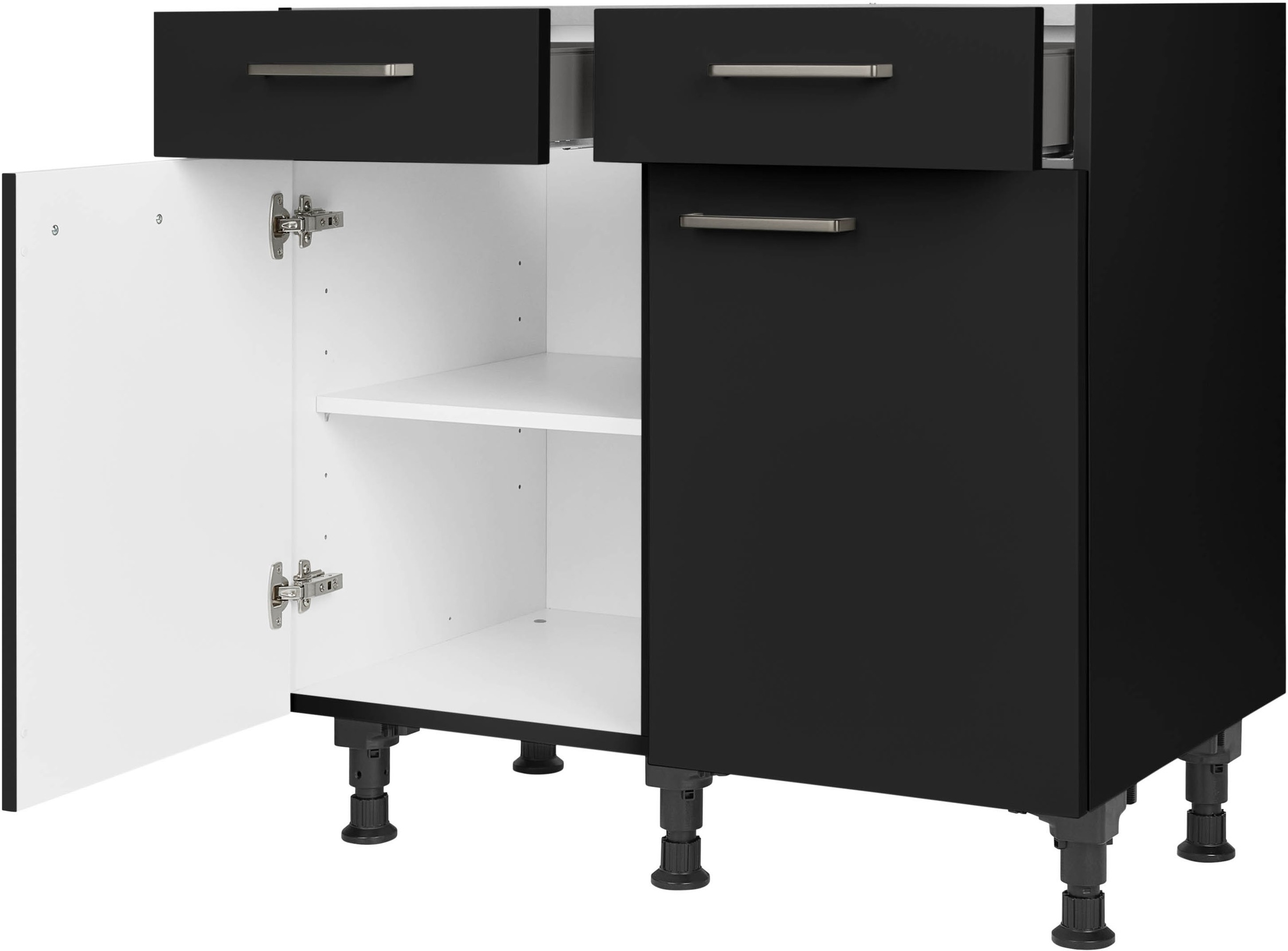 nobilia® Unterschrank »"Touch", vormontiert, Breite 90 cm, Soft-Close-Funktion«, bei den Schubkästen, inkl. höhenverstellbare Sockelfüße