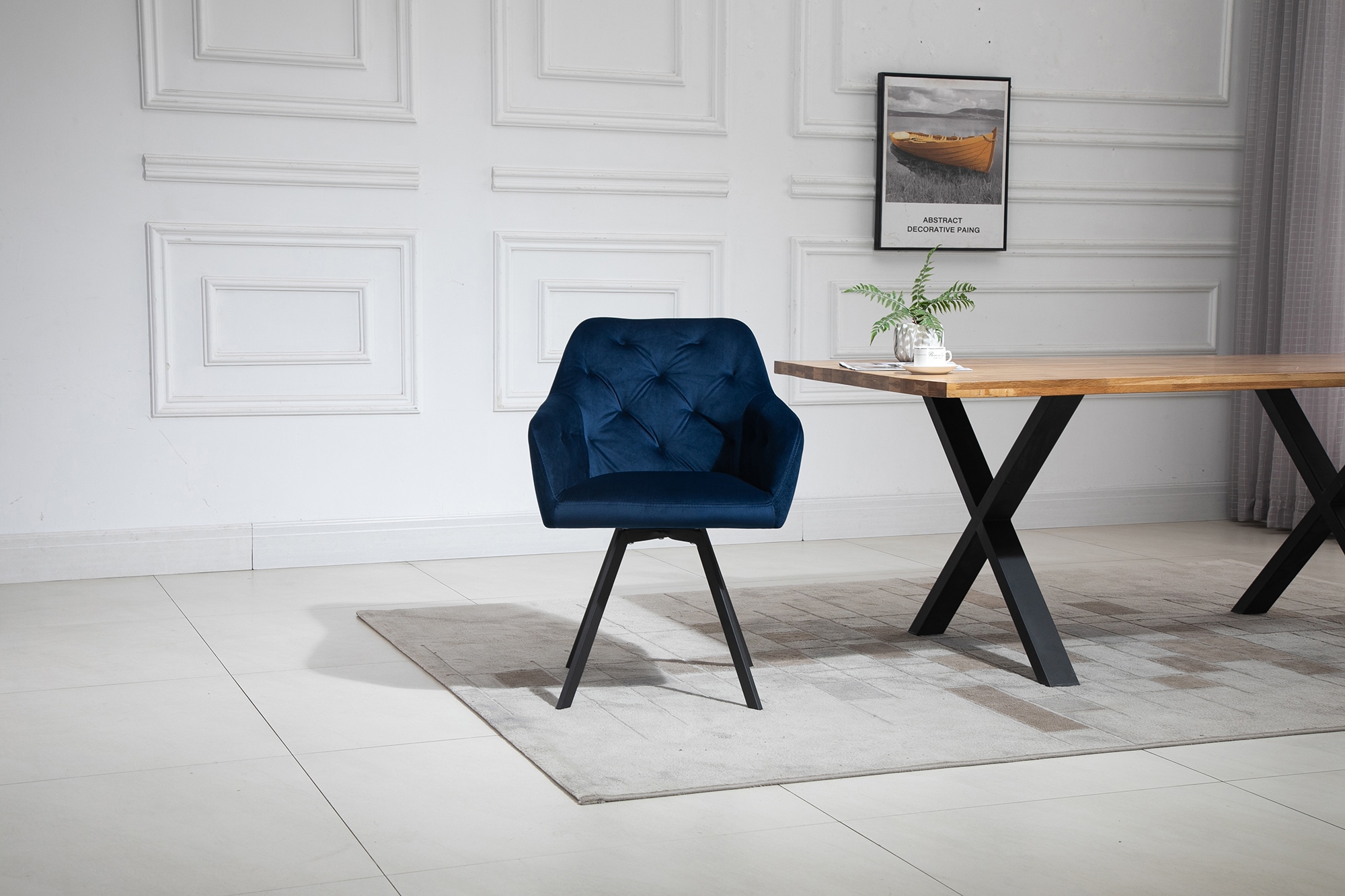 SalesFever Essgruppe »Stilvolle Essgruppe«, (Set, 5 tlg.), 5-teilige Sitzgruppe mit 360° Drehplatte und echter Baumkante