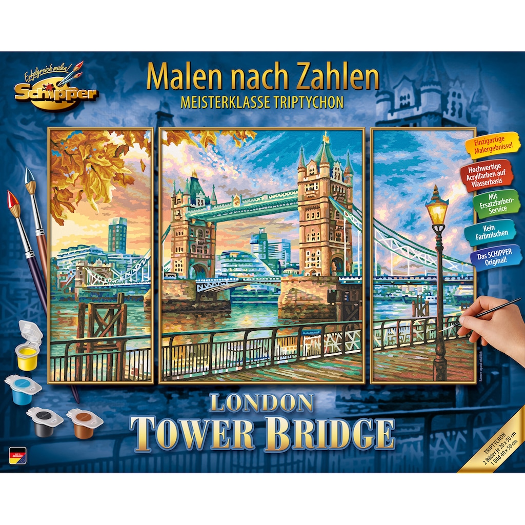 Schipper Malen nach Zahlen »Meisterklasse Triptychon - London - Tower Bridge«, Made in Germany