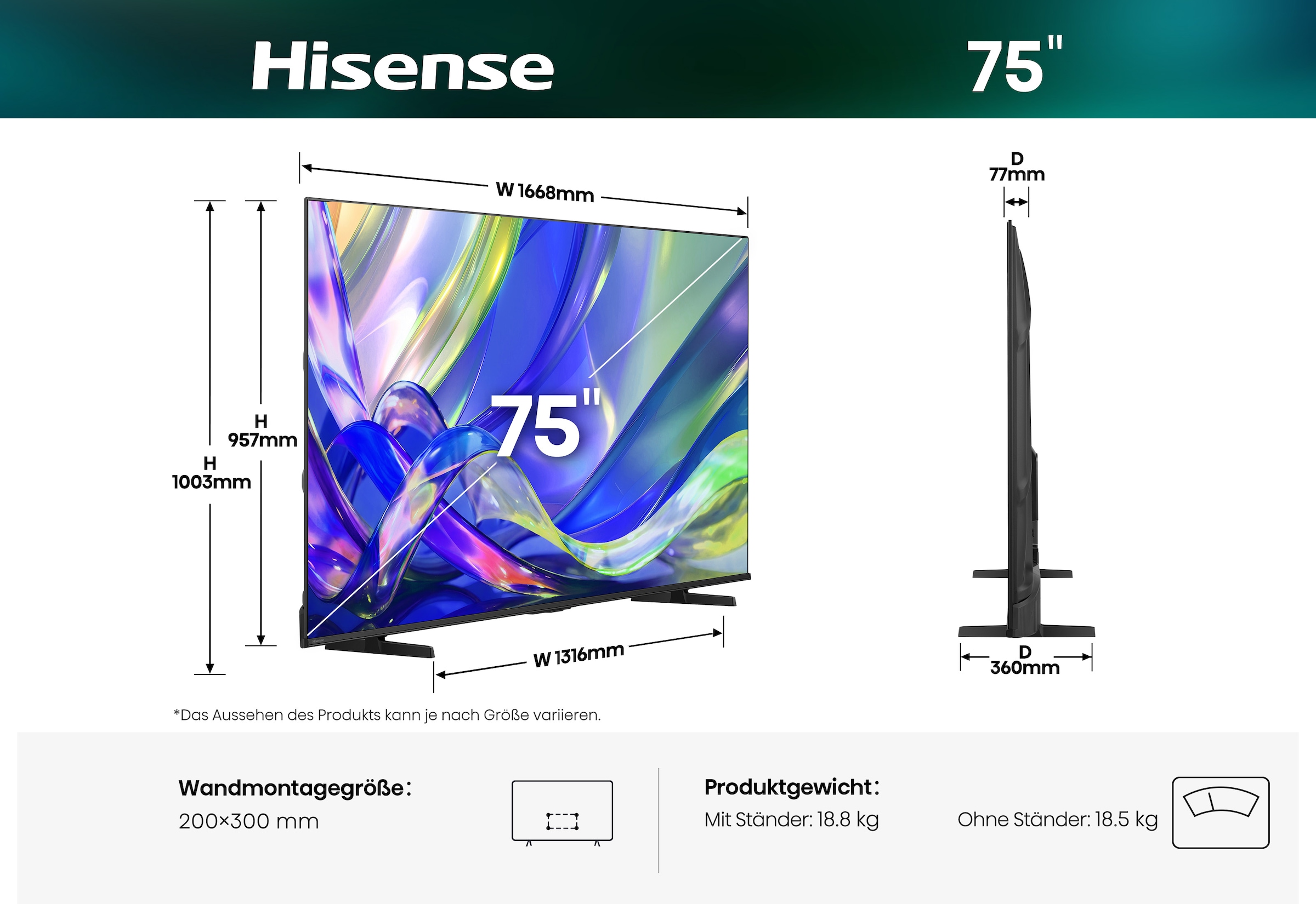 Hisense QLED-Fernseher »75E7S« 189 cm/75 ″ Smart-TV