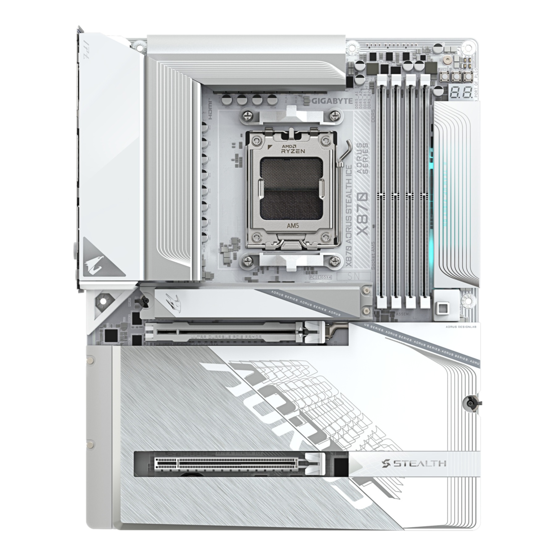 Gigabyte Mainboard »X870 AORUS STEALTH ICE Mainboard – Unterstützt AMD Ryzen 9000 CPUs, di«