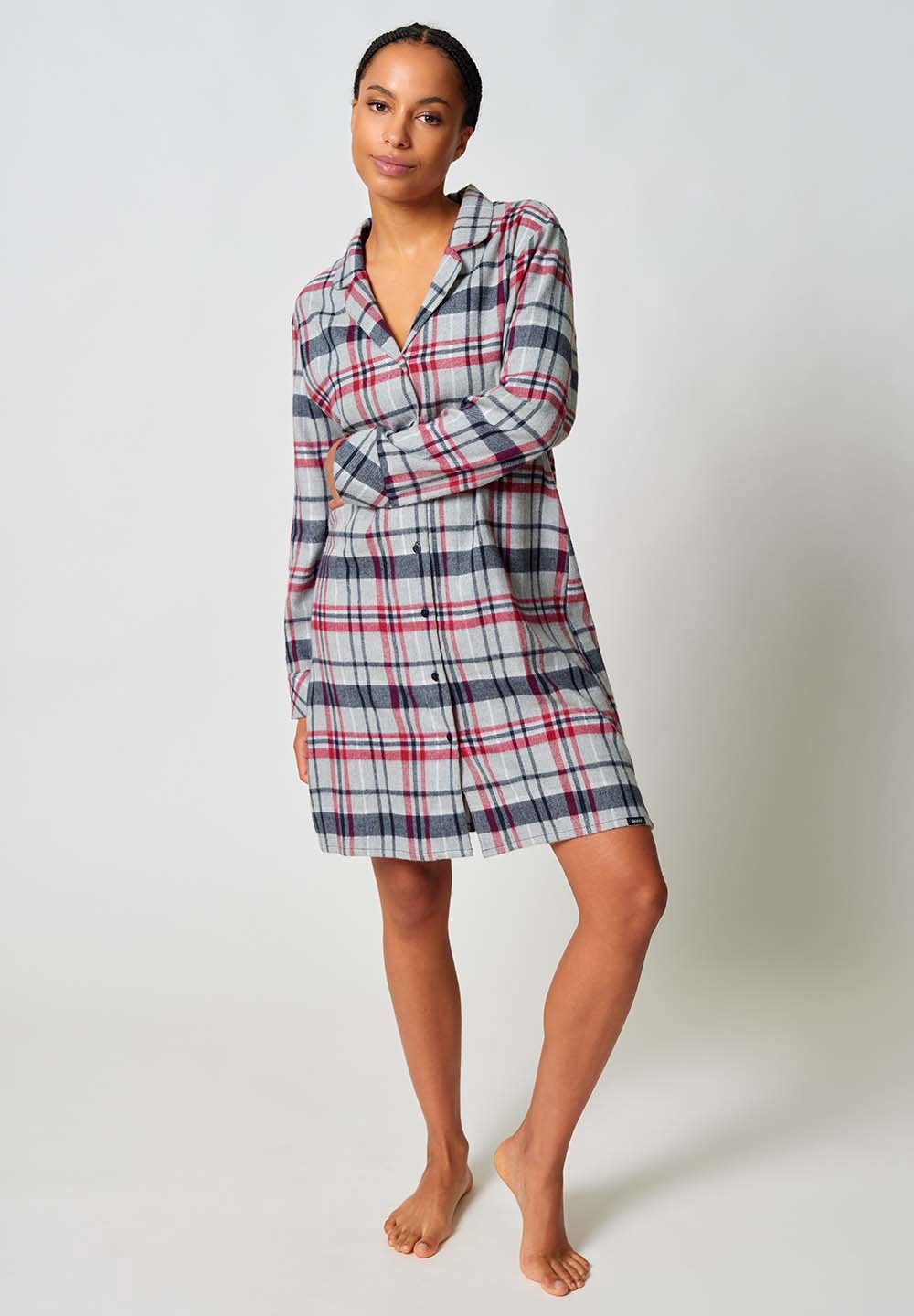 Skiny Sleepshirt "Night In Skiny Flanell" kuschelig, wärmend, Langarm, Cotton