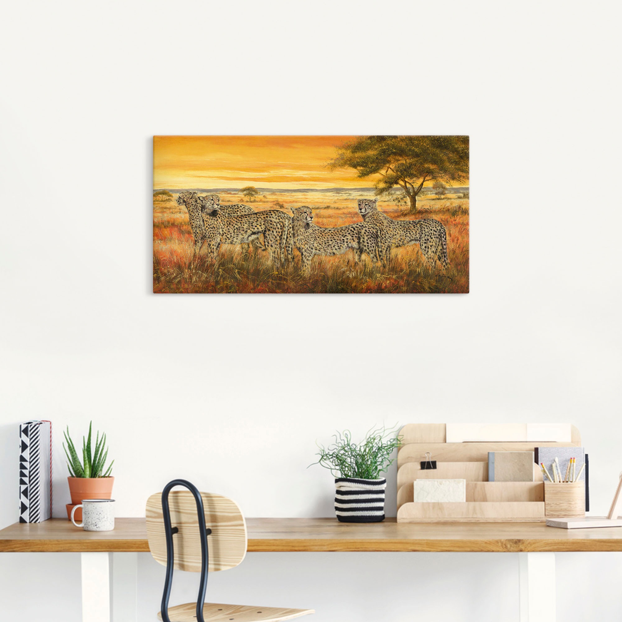 Artland Wandbild »4 Geparden«, Wildtiere, (1 St.), als Leinwandbild, Wandaufkleber in verschied. Größen