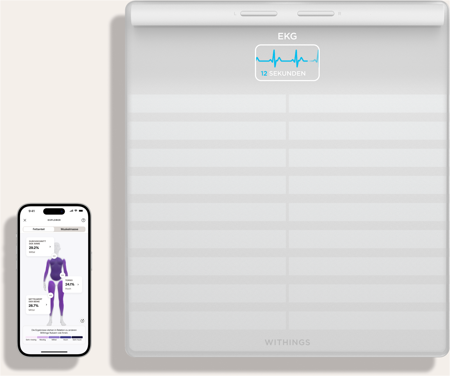 Withings Personenwaage »Body Scan«, mit integriertem 6-Kanal-Elektrokardiogramm (EKG)