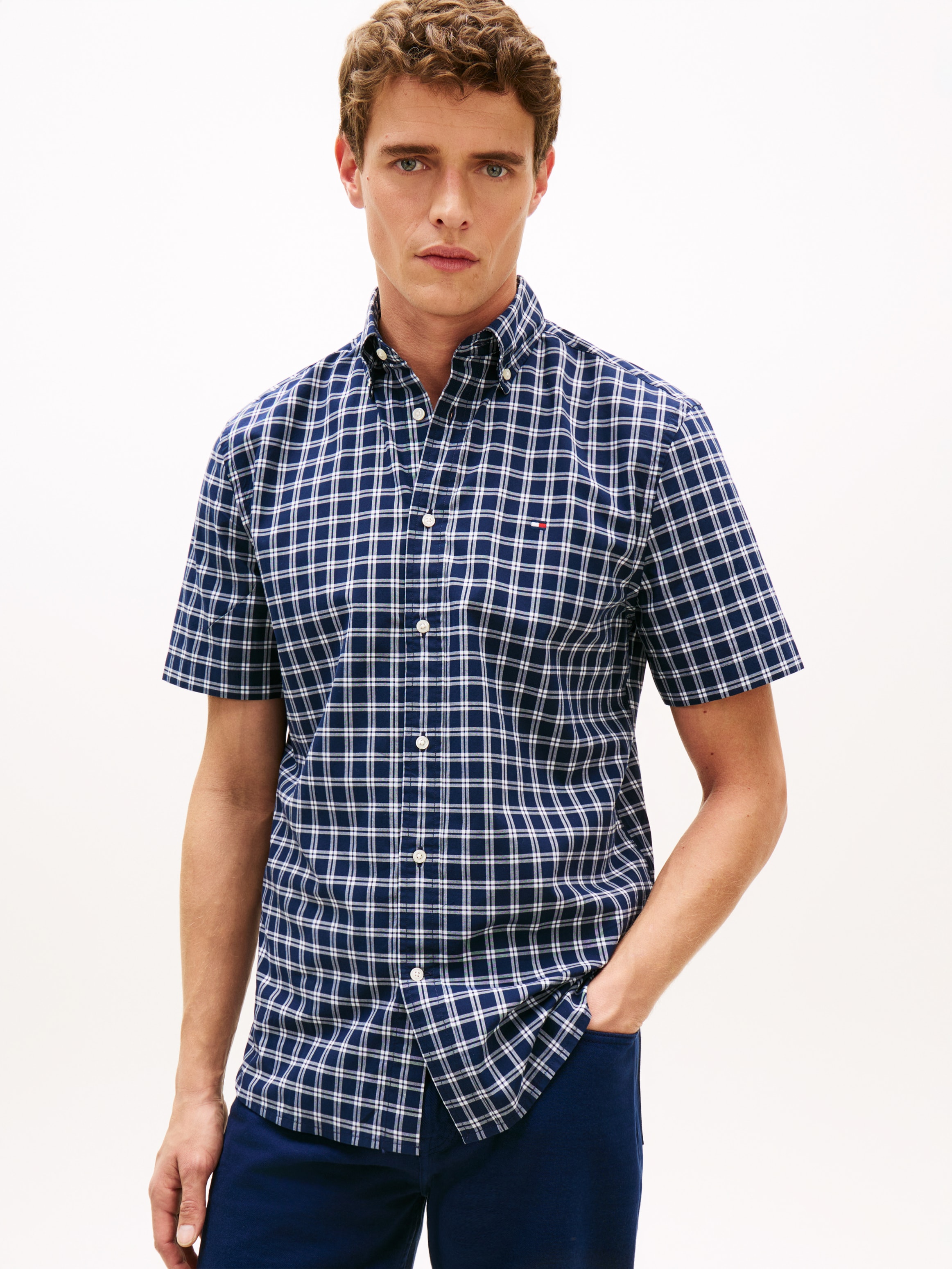 Tommy Hilfiger Kurzarmhemd "FLEX POPLIN CHECK Regular Fit" Regular fit mit günstig online kaufen