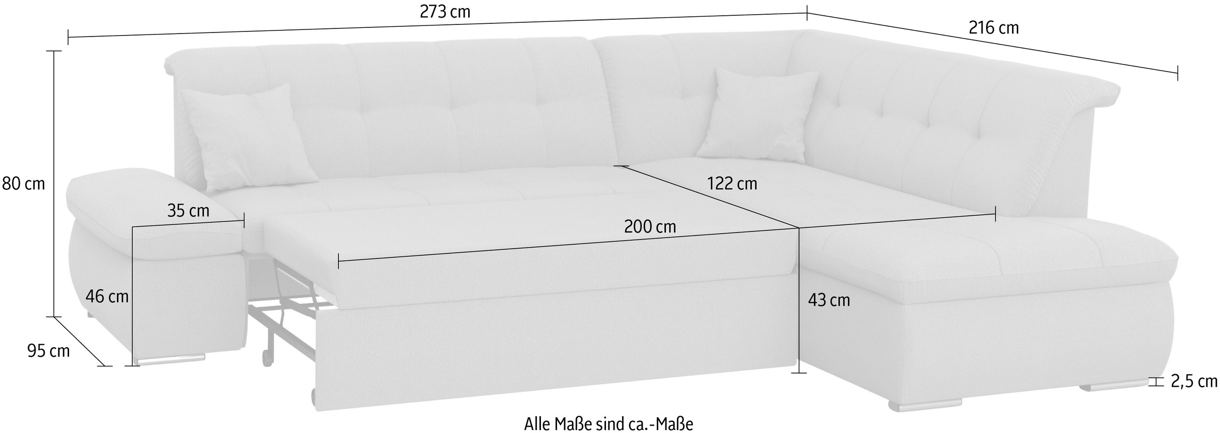 DOMO collection Ecksofa »Moric L-Form«, wahlweise mit Bettfunktion und Armlehnenverstellung, auch in Cord