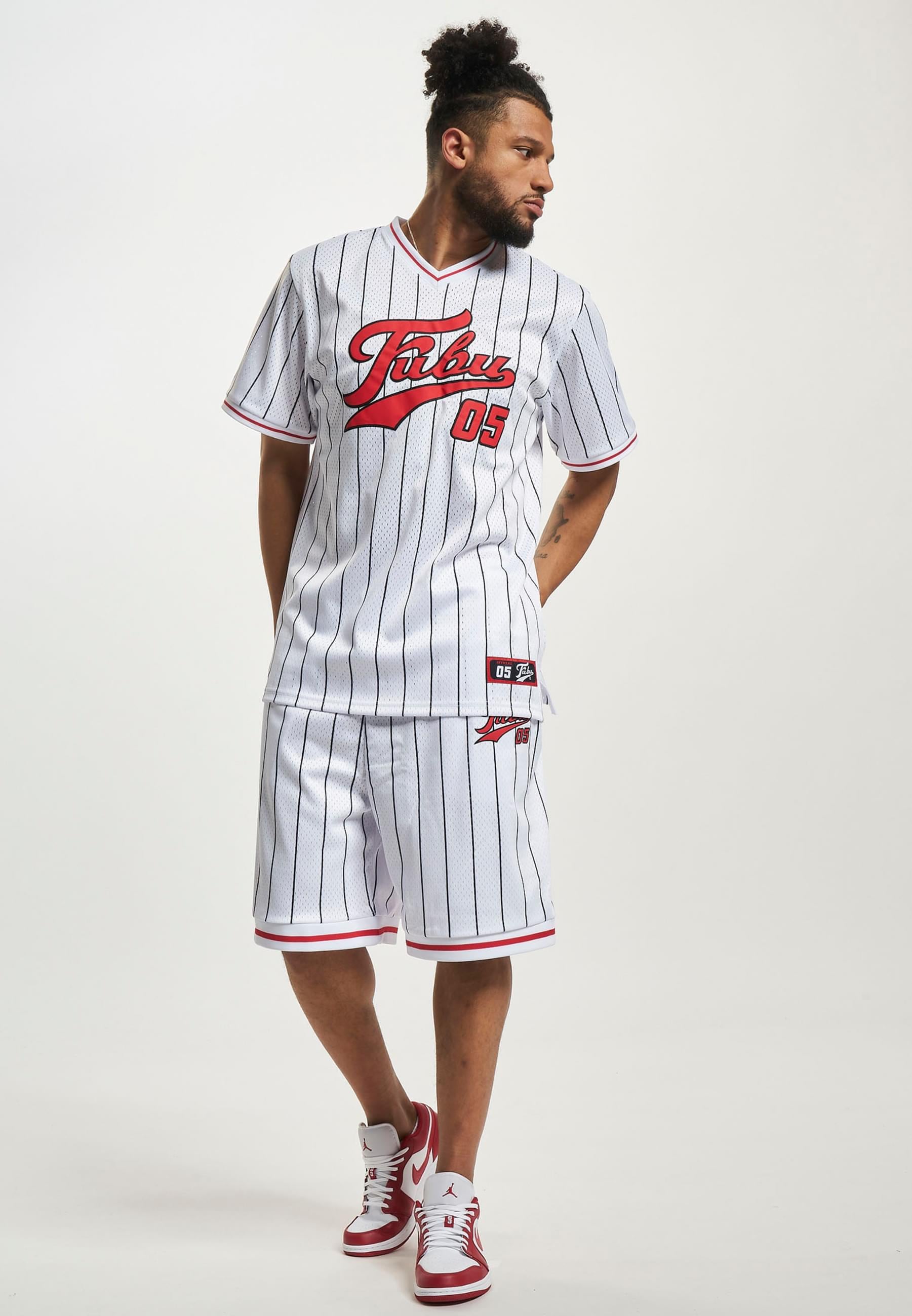 Fubu Langarmshirt »Fubu Herren FM231-005-1 FUBU Varsity Pinstriped Mesh Tee« 1 Stk. tlg.
