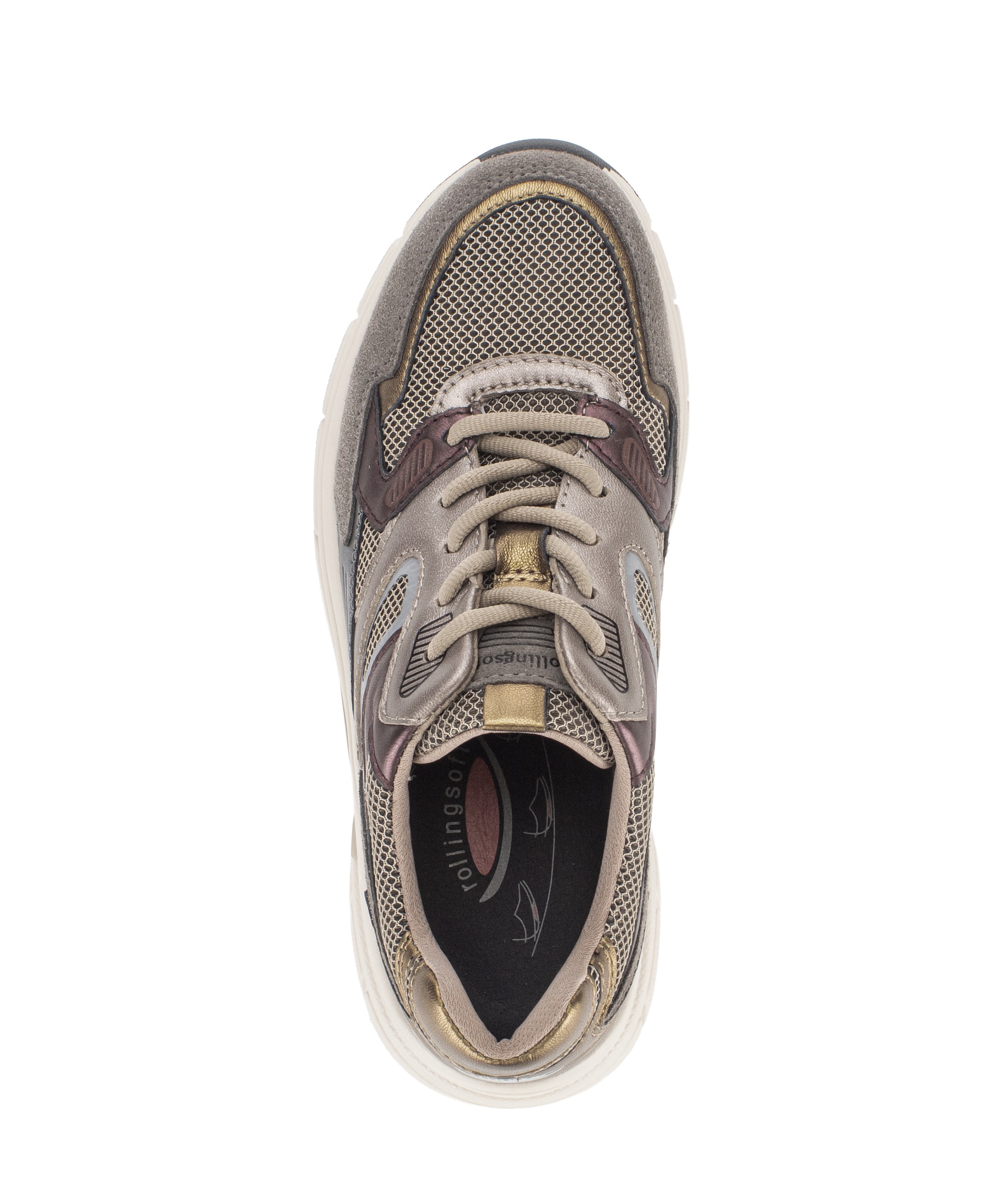 rollingsoft Keilsneaker  Schnürer, Halbschuh, Freizeitschuh im modischen Materialmix