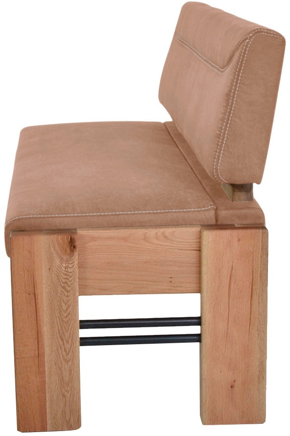 Polsterbank K+W KOMFORT & WOHNEN, braun (camel 71, balkeneiche natur), B:161cm H:90cm T:63cm, Sitzbänke, Polsterbank, gepolsterte Stauraumbank, Massivholz, in 2 Breiten 161cm oder 181cm 3
