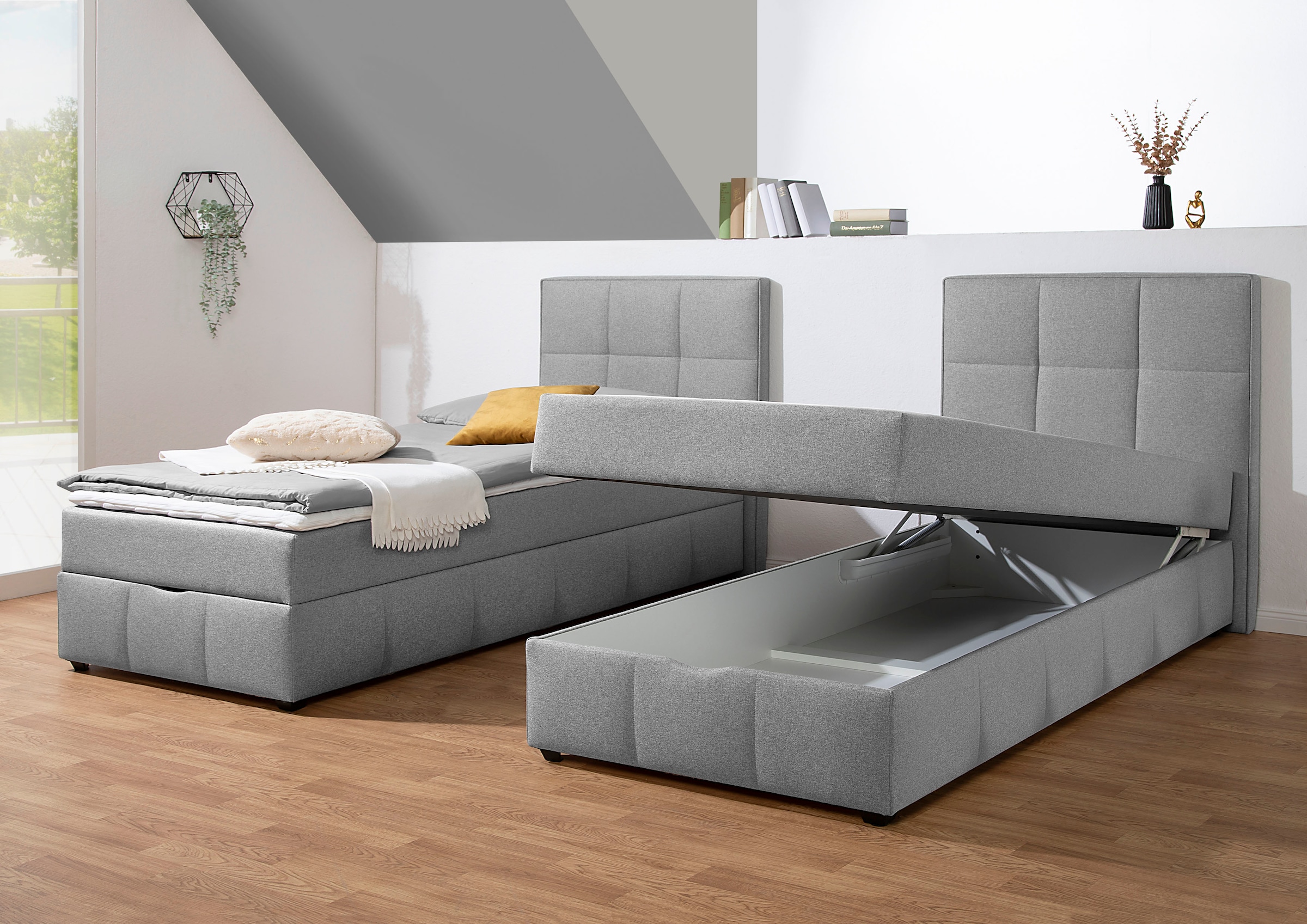 Home affaire Boxbett »Niemes inkl. Bettkasten und Topper, auch in Überlänge erhältlich« Boxbett mit Bettkasten, inkl. Topper