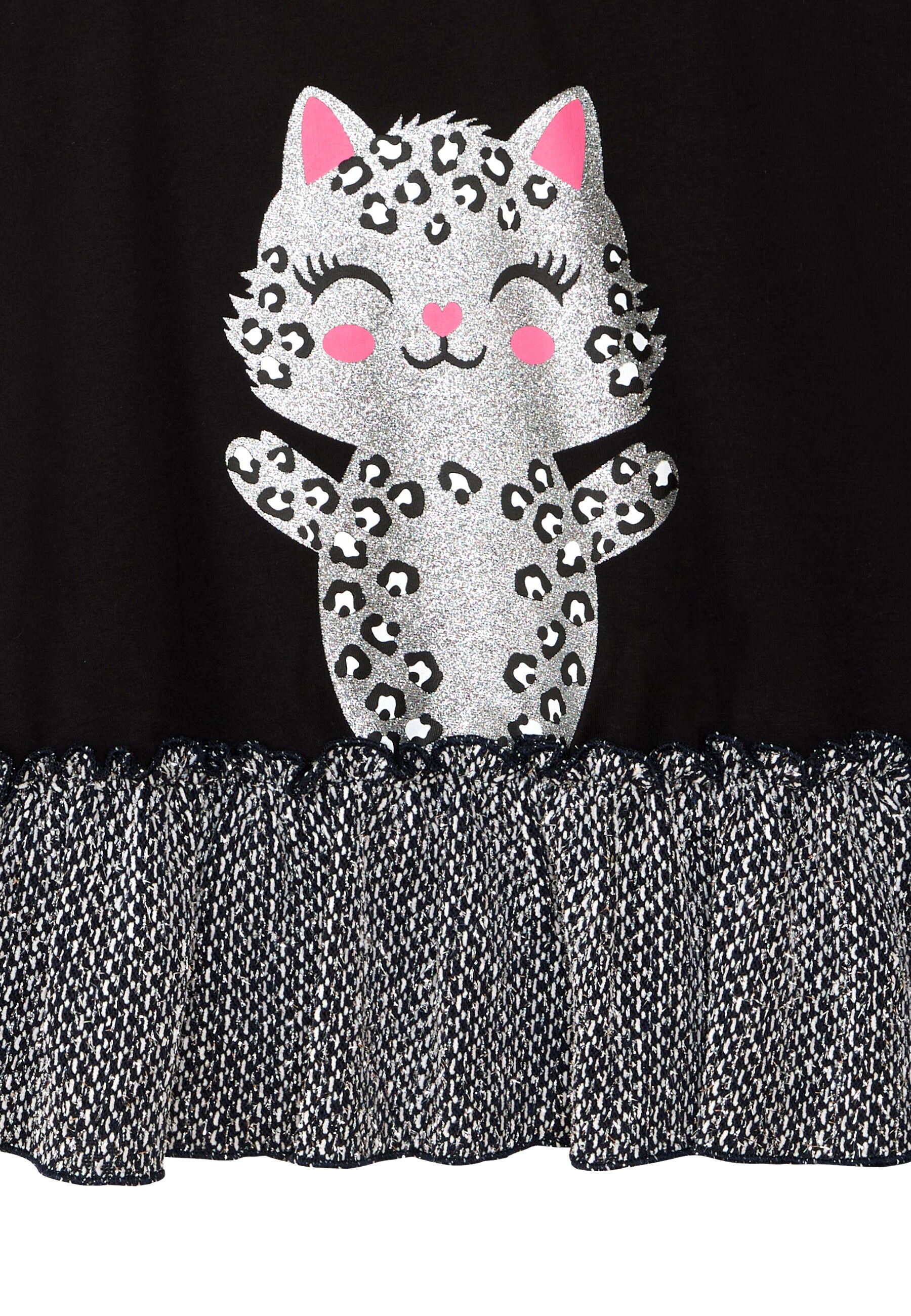 Denokids Shirtkleid »Silver Leopard«, mit Glitzer-Leoparden-Aufdruck