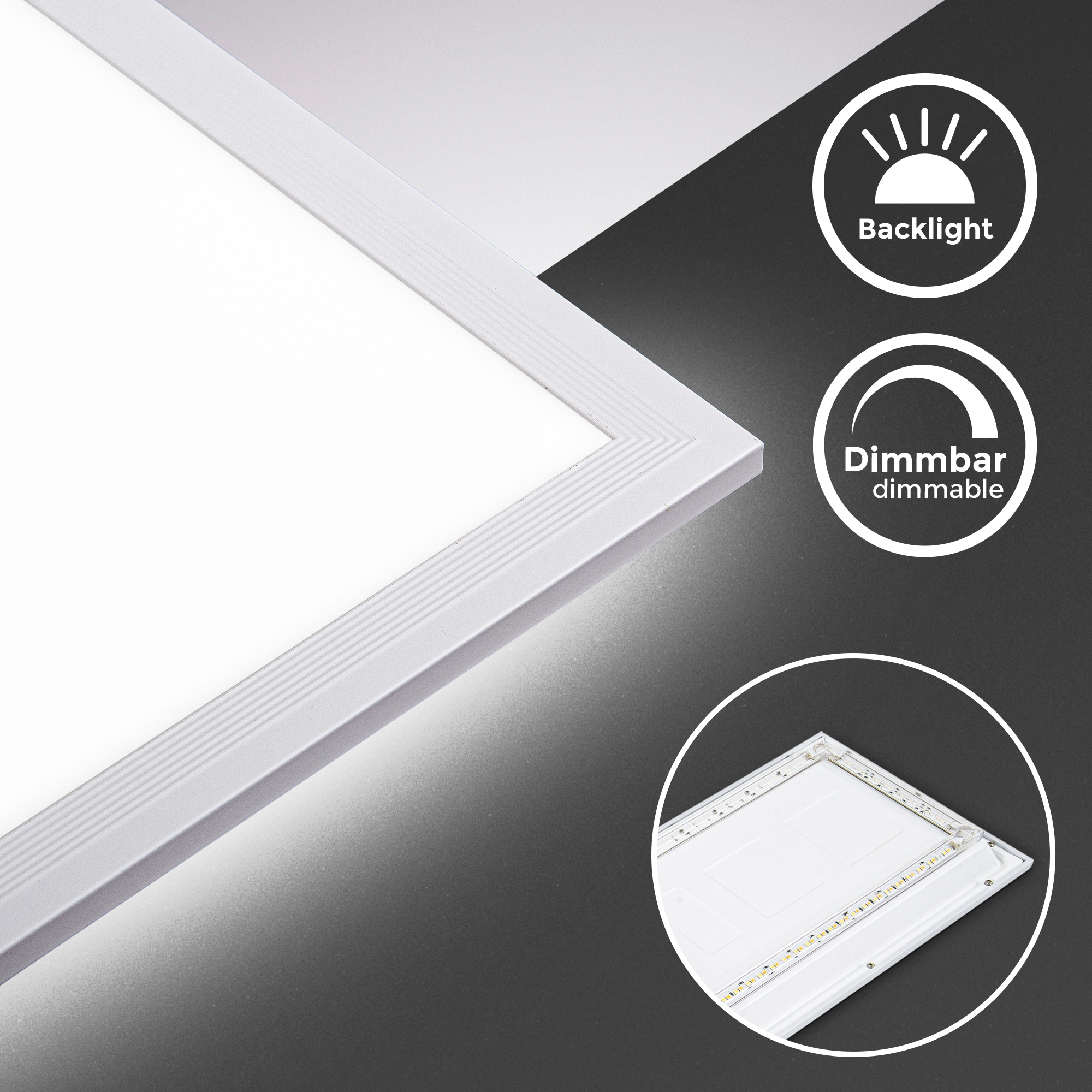 B.K.Licht LED Deckenleuchte,  mit Fernbedienung und Hintergrundbeleuchtungseffekt, 1xLED-Platine 24 Watt, 2.500lm,  dimmbar 3.000 - 6.500K 